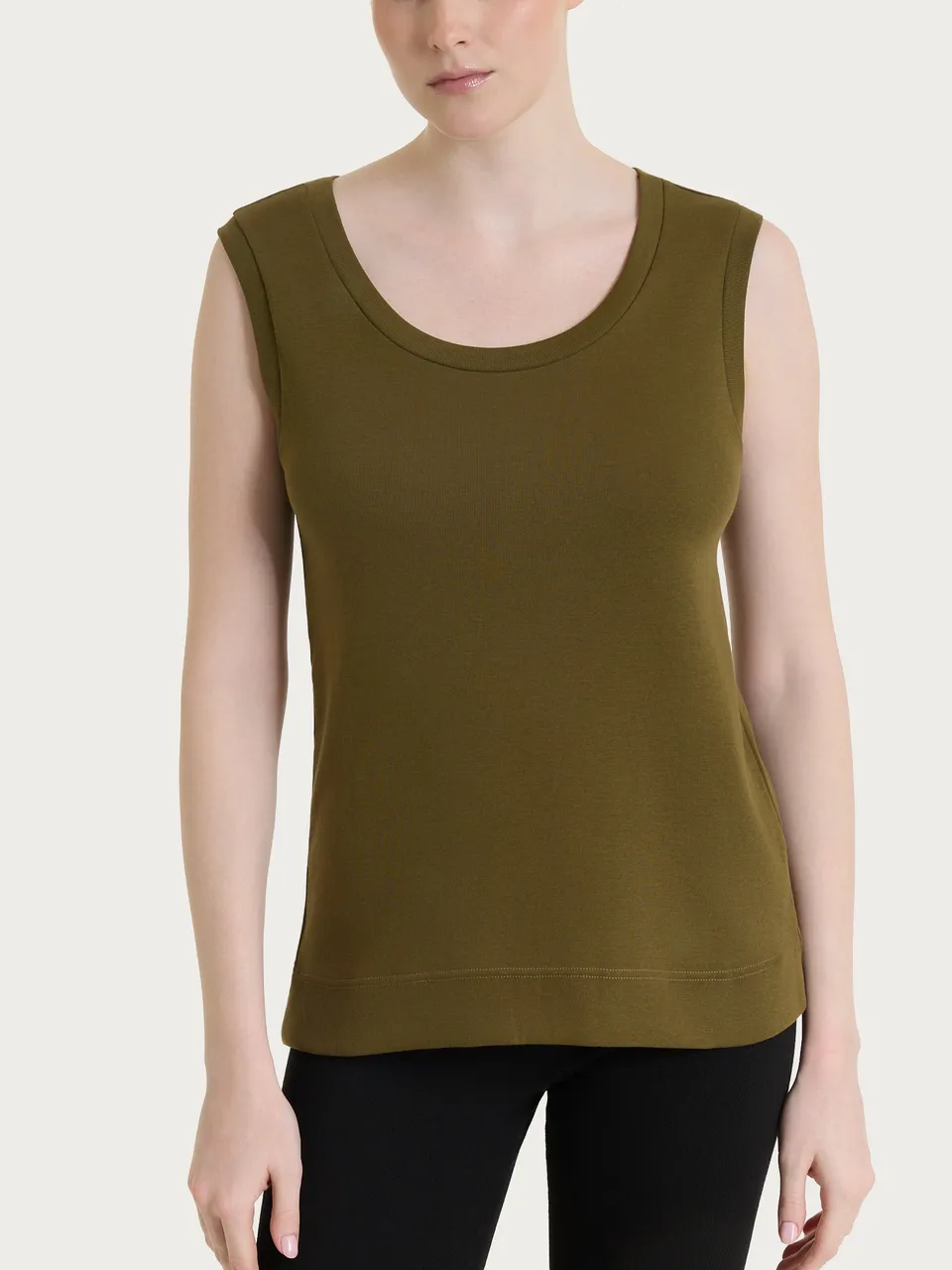 Ragno Eco Cotton Top Smanicato Dark Olive spalla larga