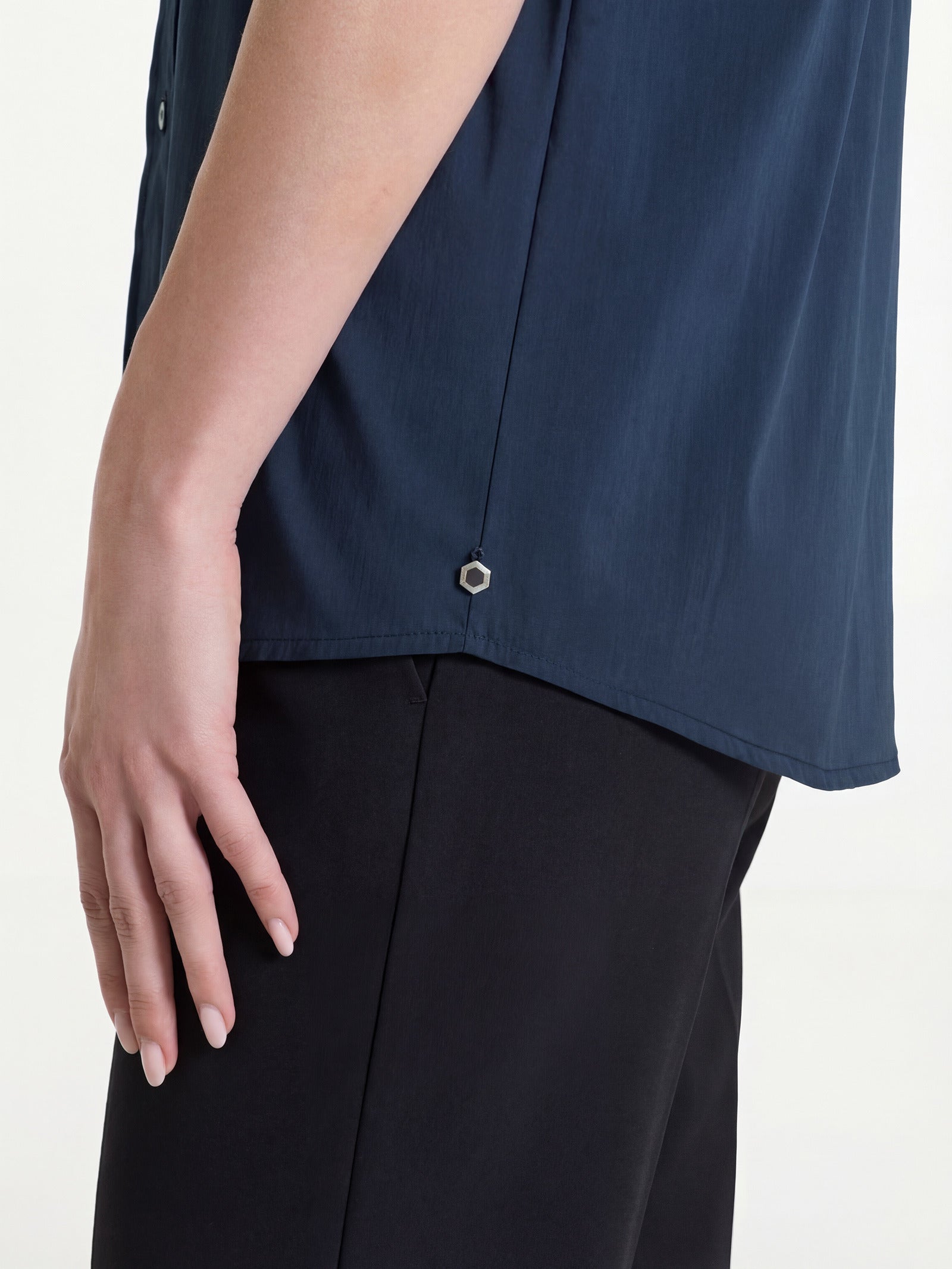 Ragno Poplin camicia donna blu manica kimono