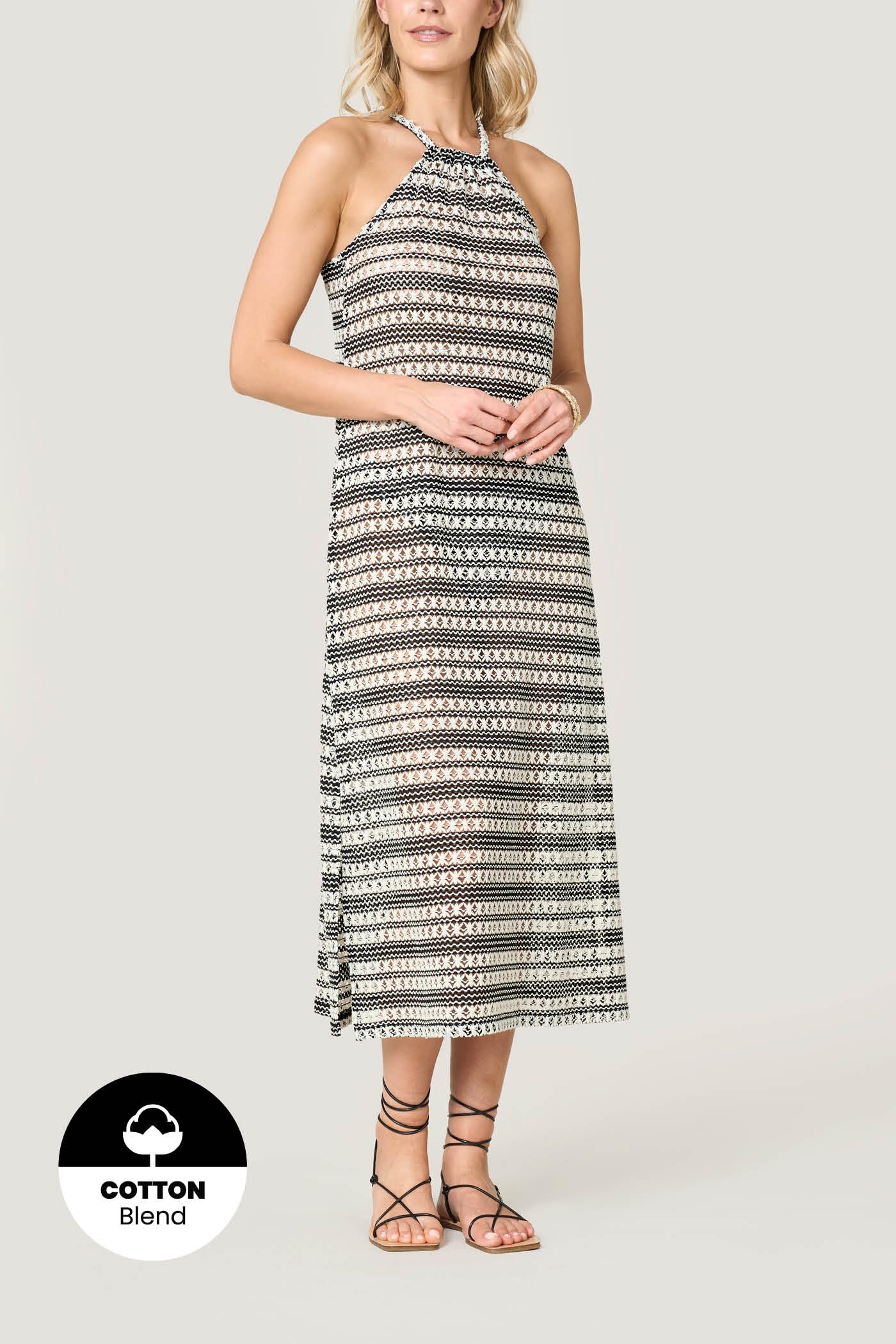 Goldenpoint Allure copricostume abito lungo rete bicolor