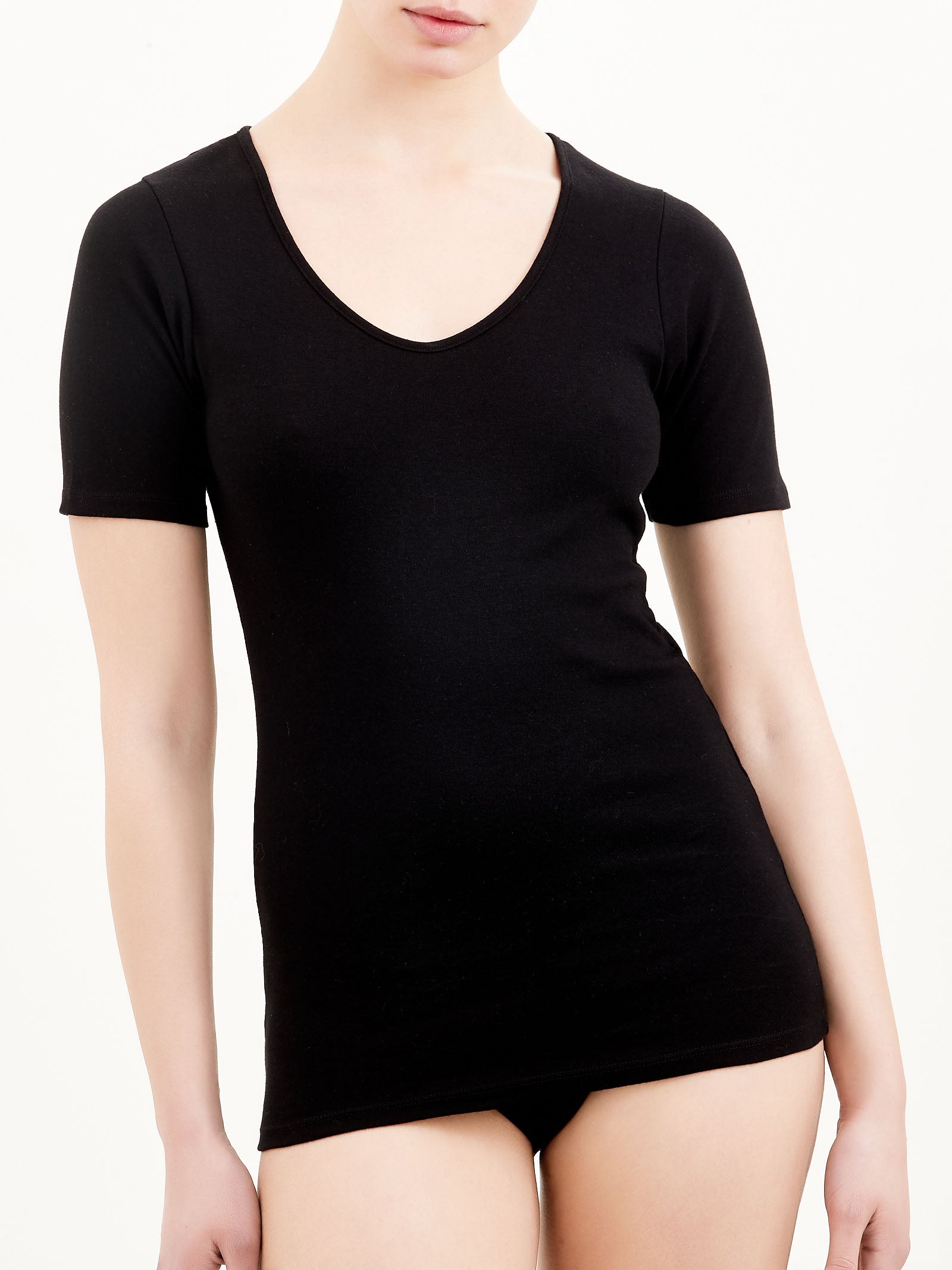 Ragno Caldo Cotone Maglietta Nero scollo a V