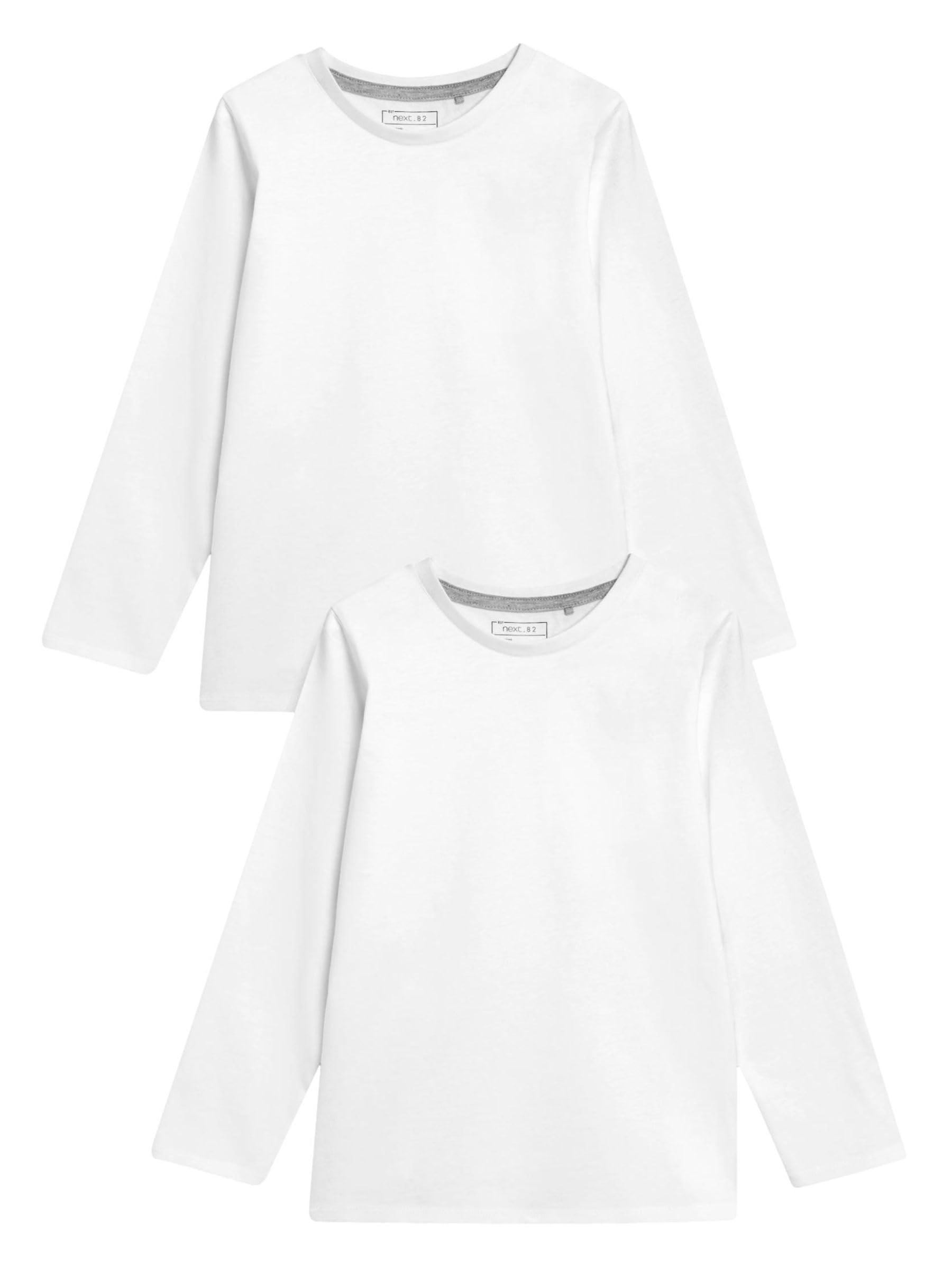 Next ragazzo magliette maniche lunghe bianche 2 pezzi cotone