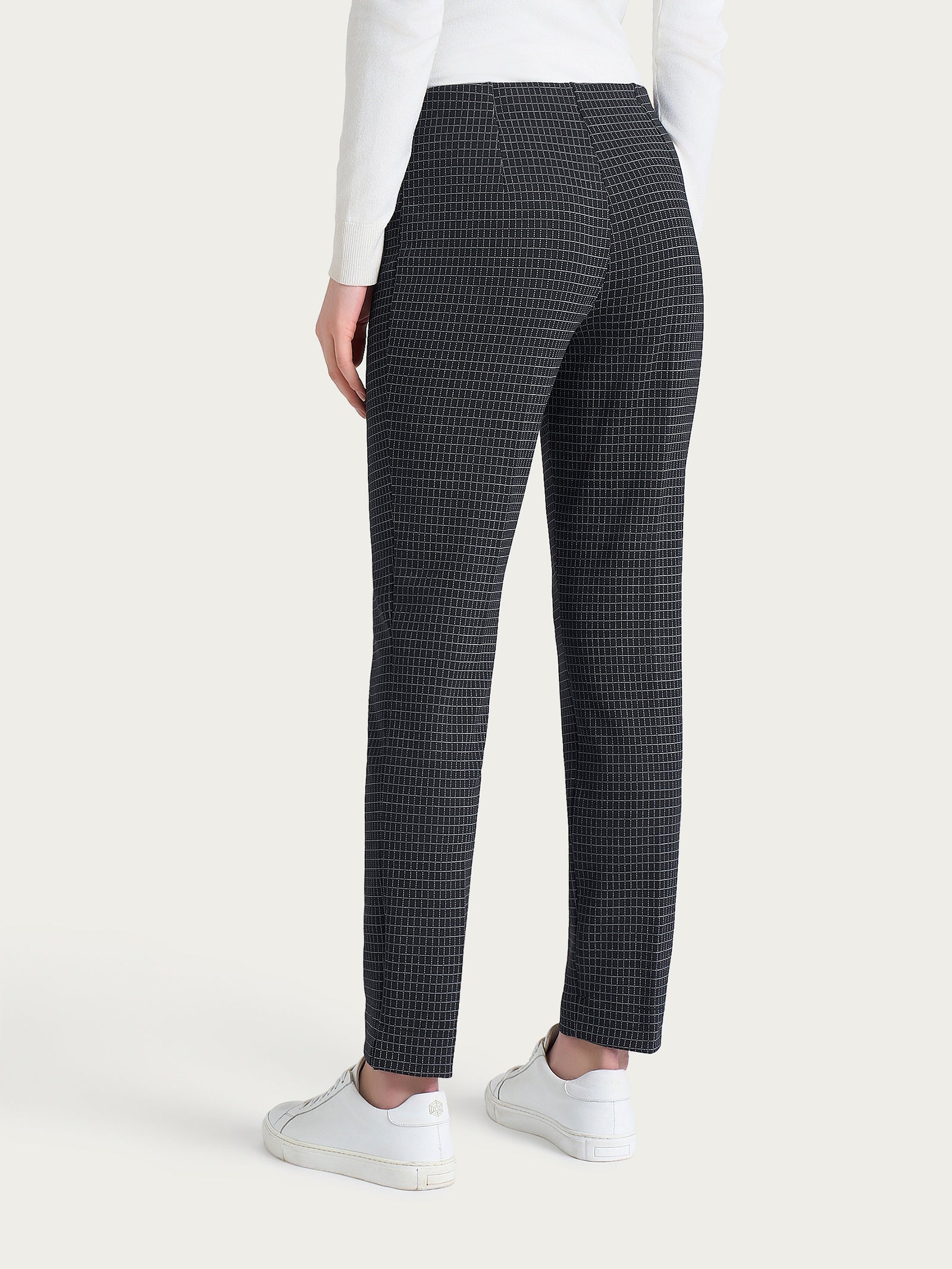 Ragno Eco Jacquard pantalone sigaretta Fant.Nero check skinny