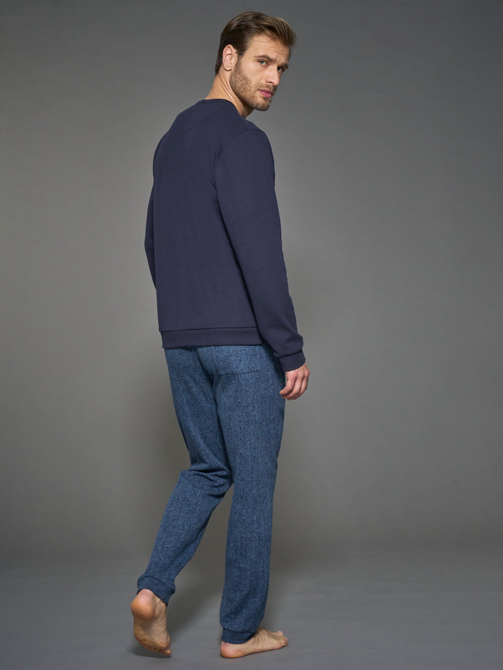 Ragno pigiama serafino lungo uomo Outer Space pile cotone
