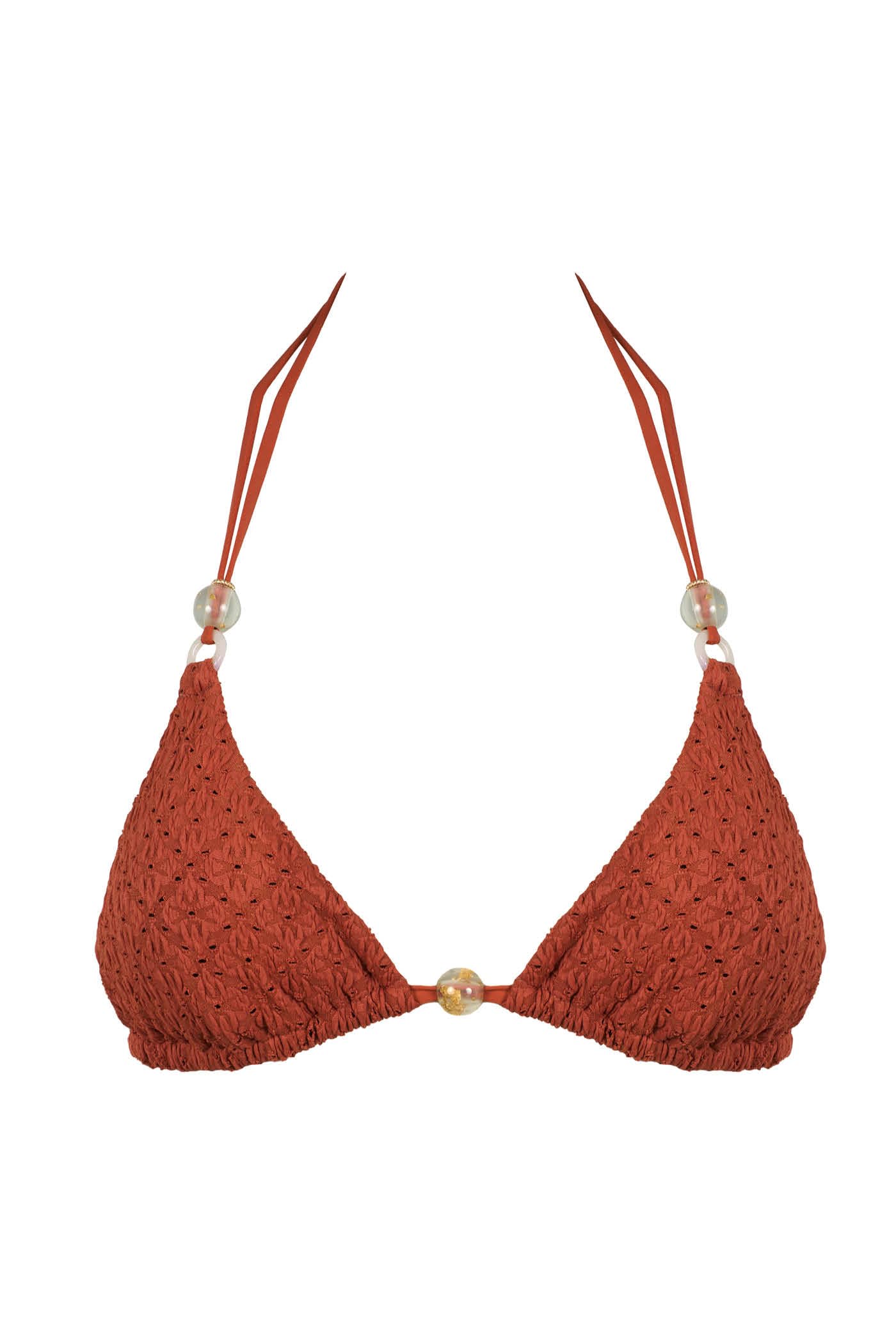 Goldenpoint Damasco triangolo scorrevole top bikini jacquard tinta unita