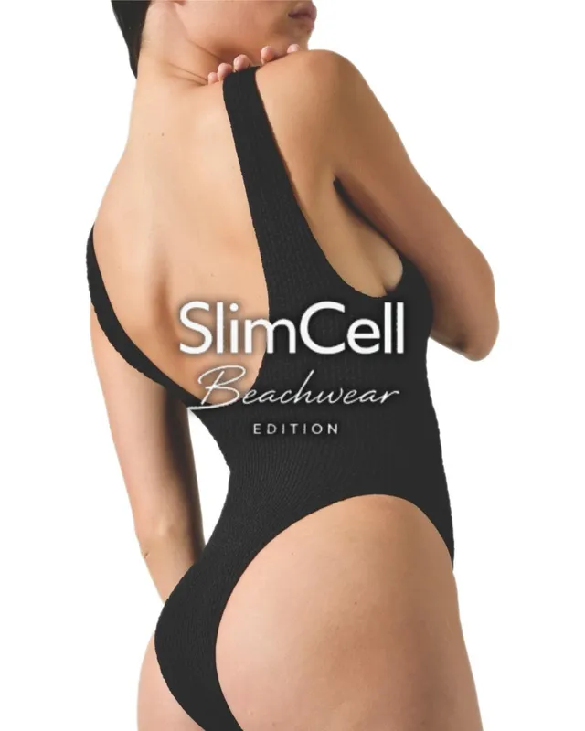 SlimCell Beachwear Ombra costume intero nero senza cuciture