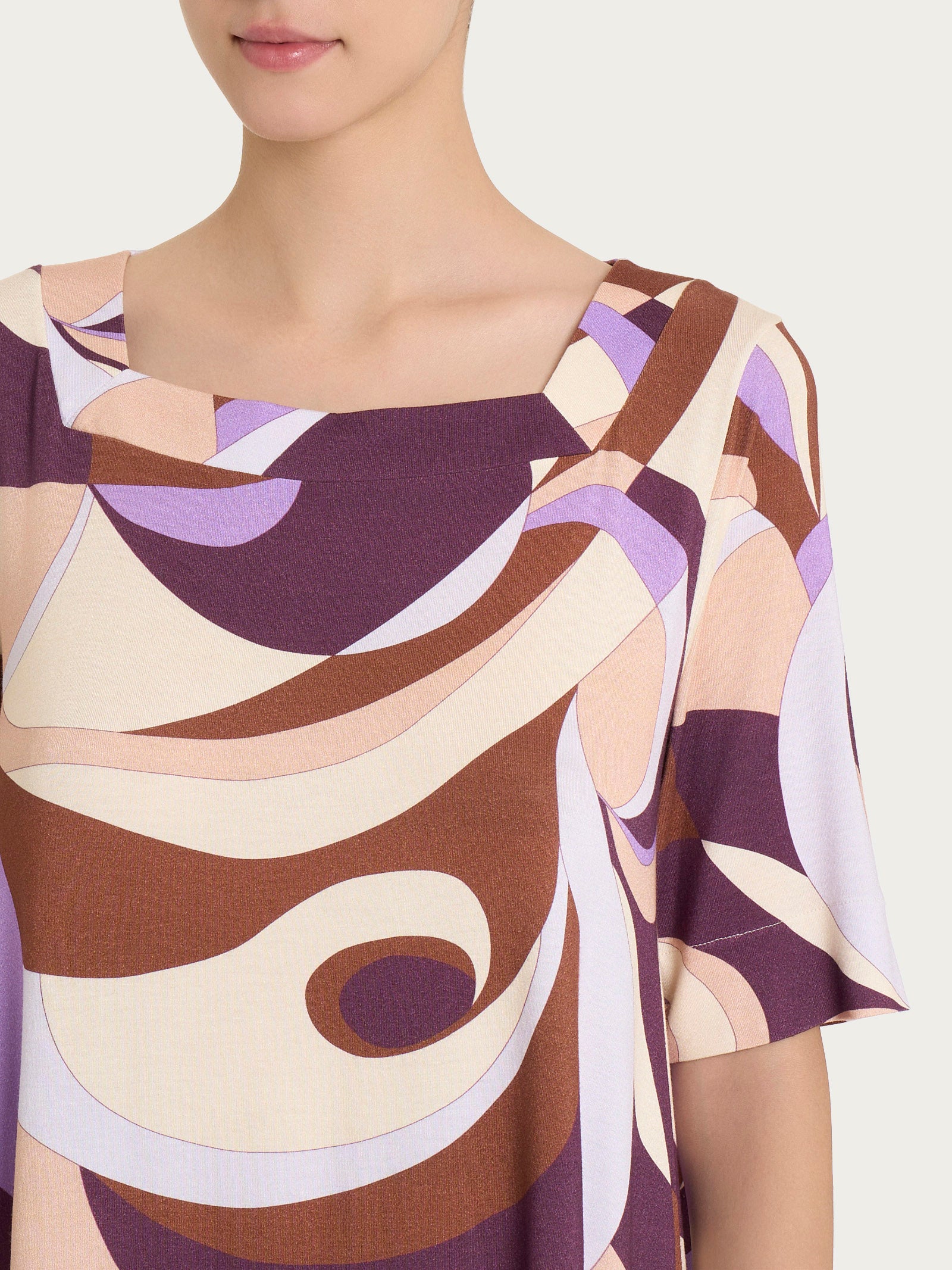 Ragno Viscosa Summer Collo Squadrato Maglietta Donna Plum Perfect