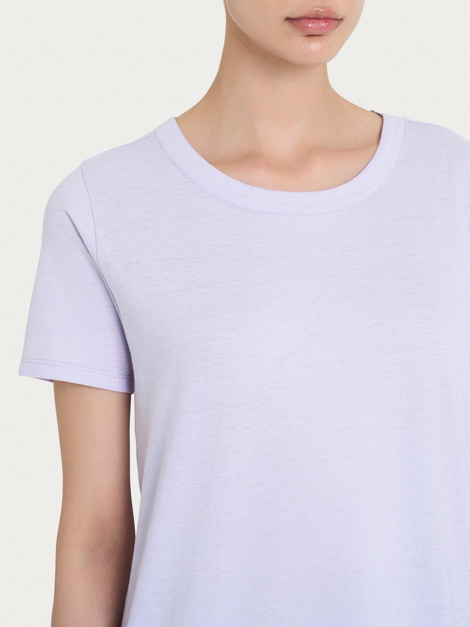 Ragno Slub Jersey T-shirt Girocollo Rosa Thistle