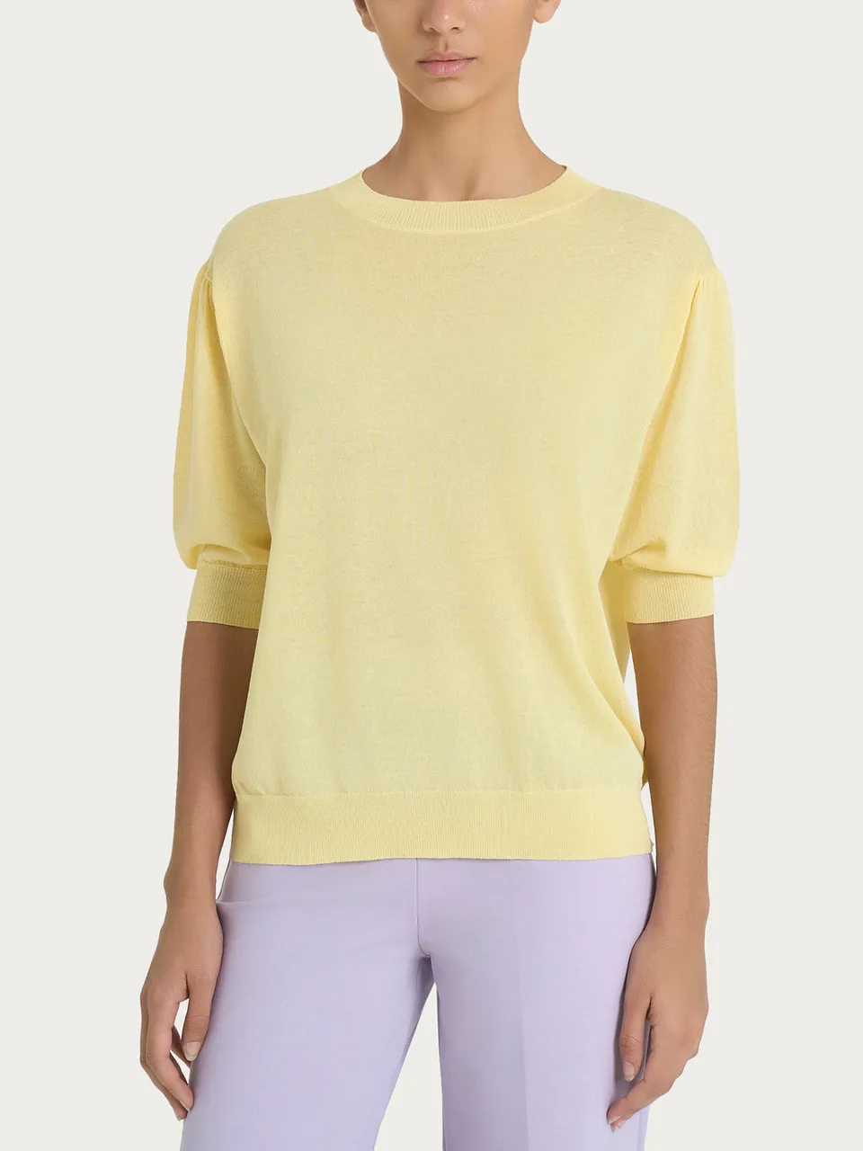 Ragno Crêpe maglia donna gialla manica a palloncino