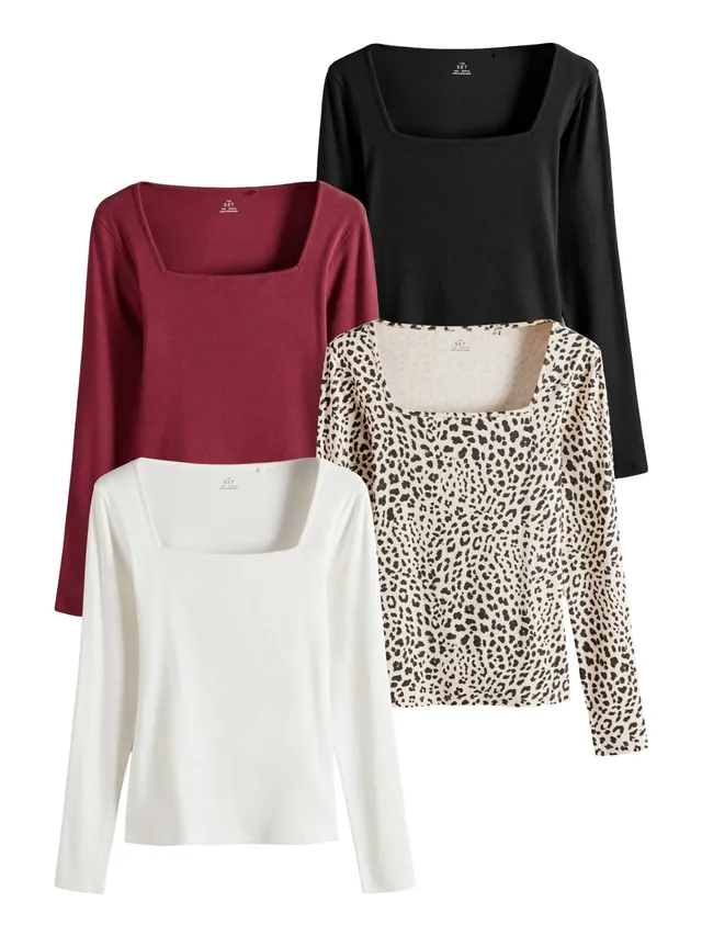 Geo Next The Set maglia coste manica lunga scollo quadrato 4 pezzi