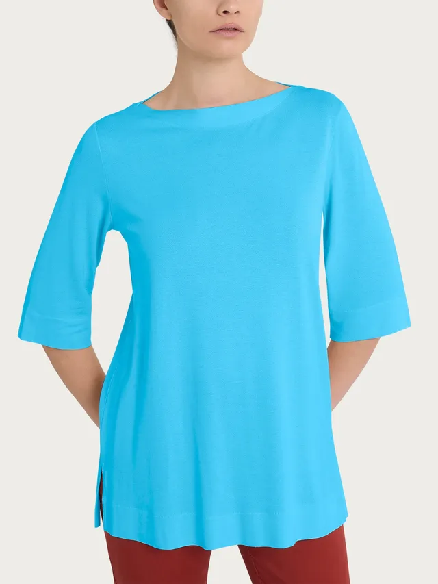 Ragno Relaxed Crêpe Maglietta 3/4 Azure Blue viscosa