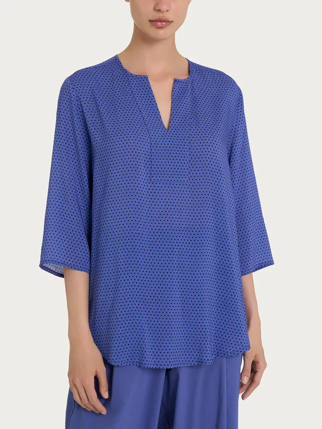 Ragno EcoSeta blusa scollo V dazzling blue