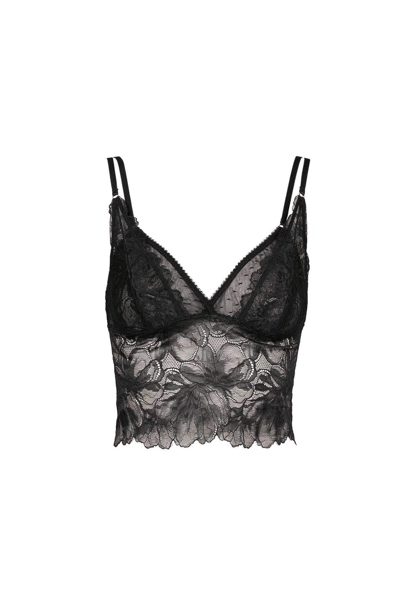 Goldenpoint Dark Grace top pizzo floreale senza ferretto
