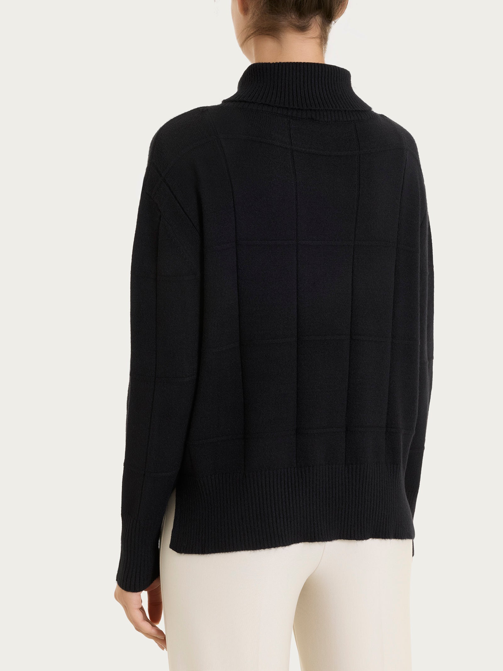 Ragno Super Soft dolcevita check nero maglia calda boxy