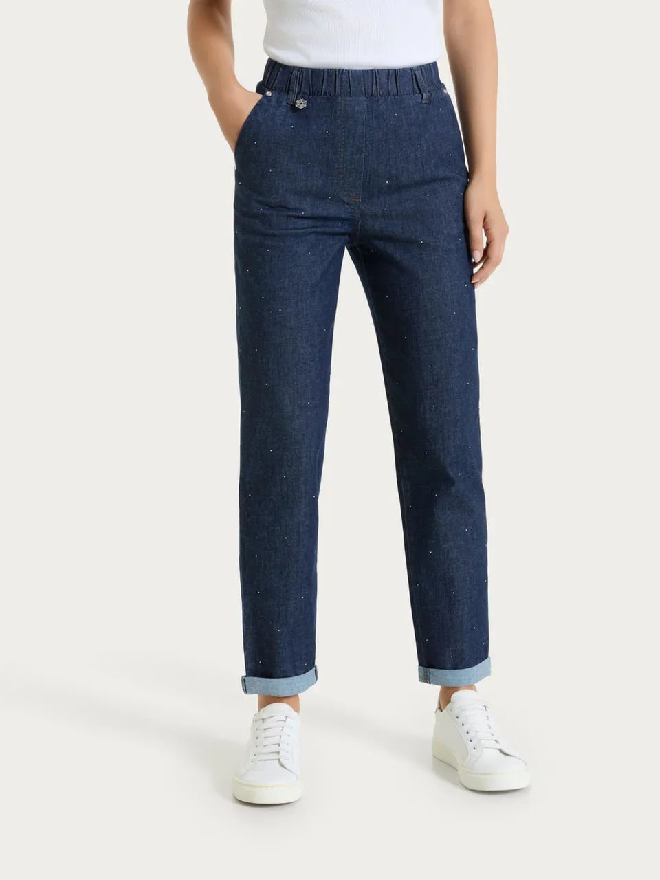 Ragno Super Denim jeans carrot strass denim indaco
