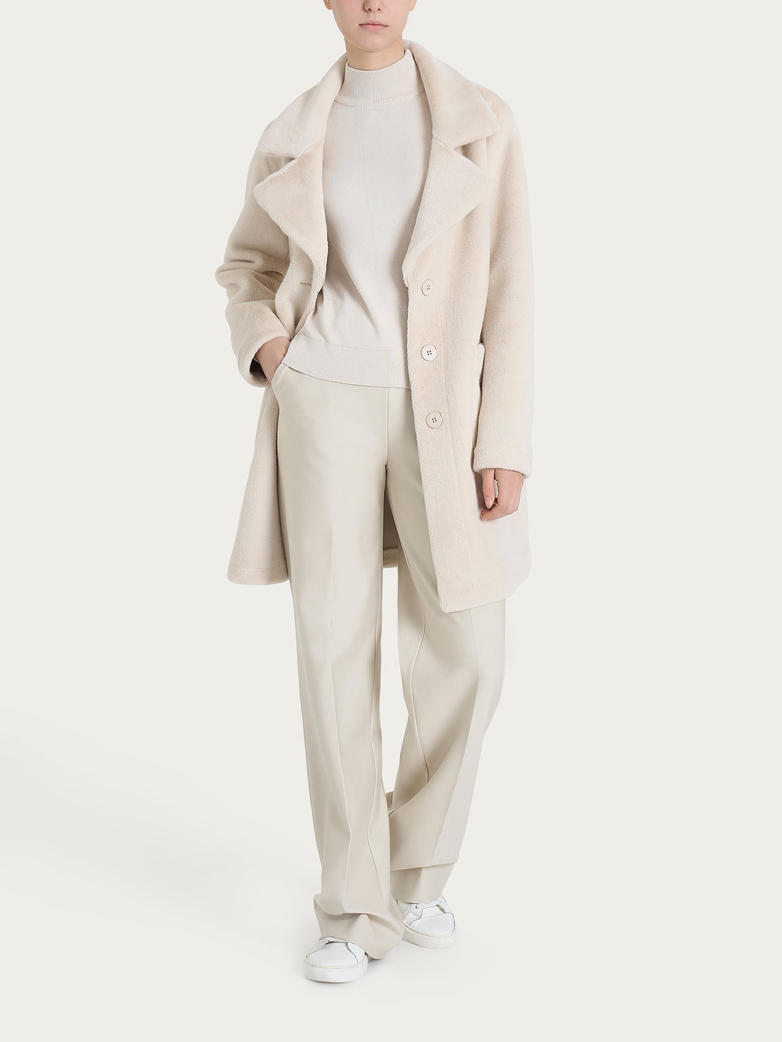 Ragno Comfort cappotto corto donna double-face champignon