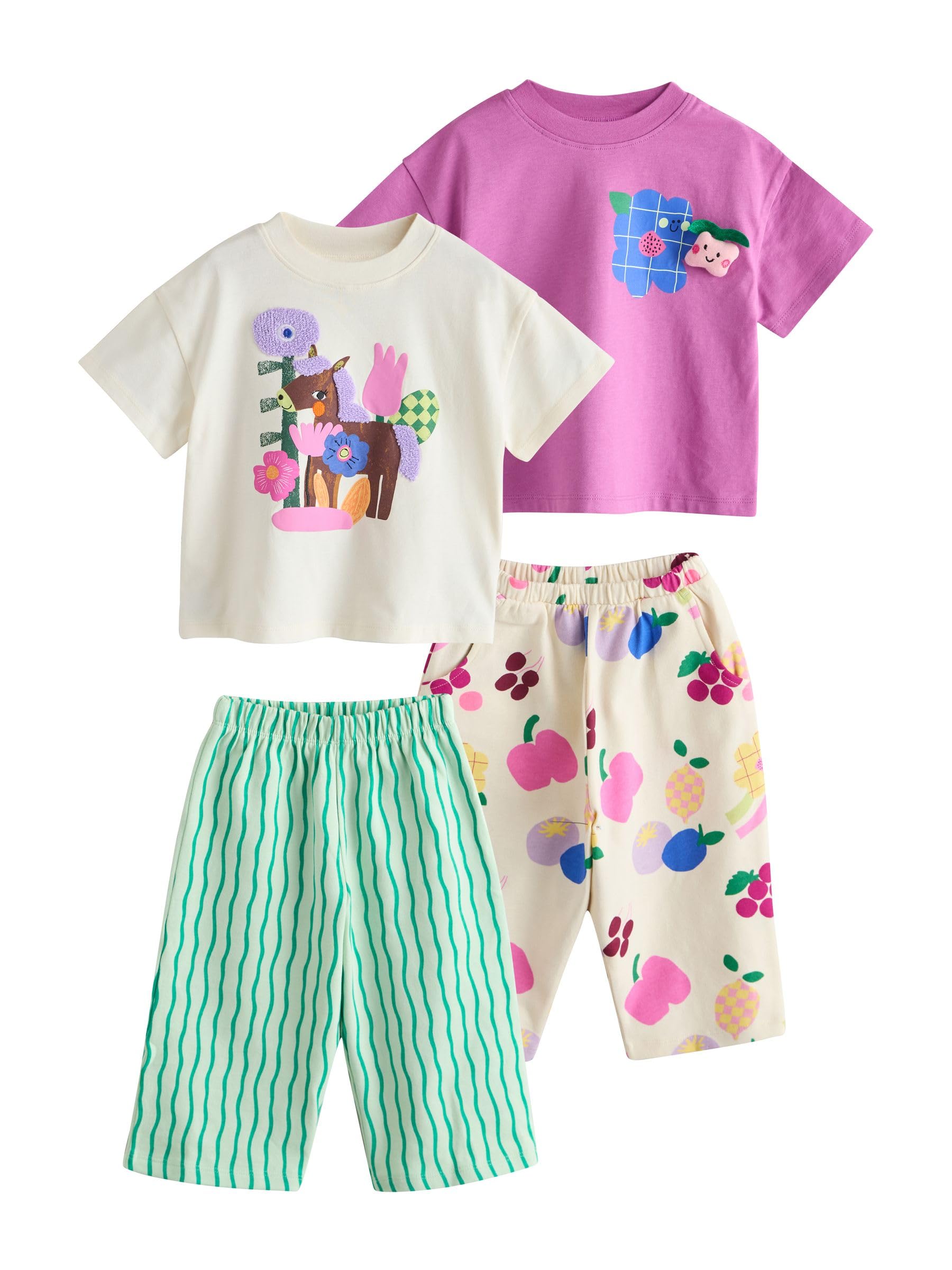 Geo Next Completo Bambina Top+Pantaloni 2 Pezzi Viola Verde