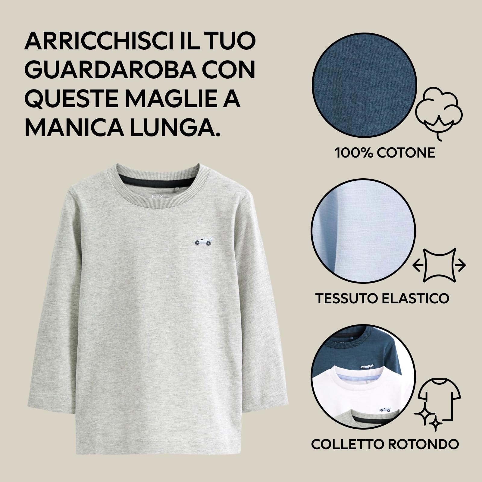 Next maglietta bimbo manica lunga 9-12 mesi confezione 5 pezzi