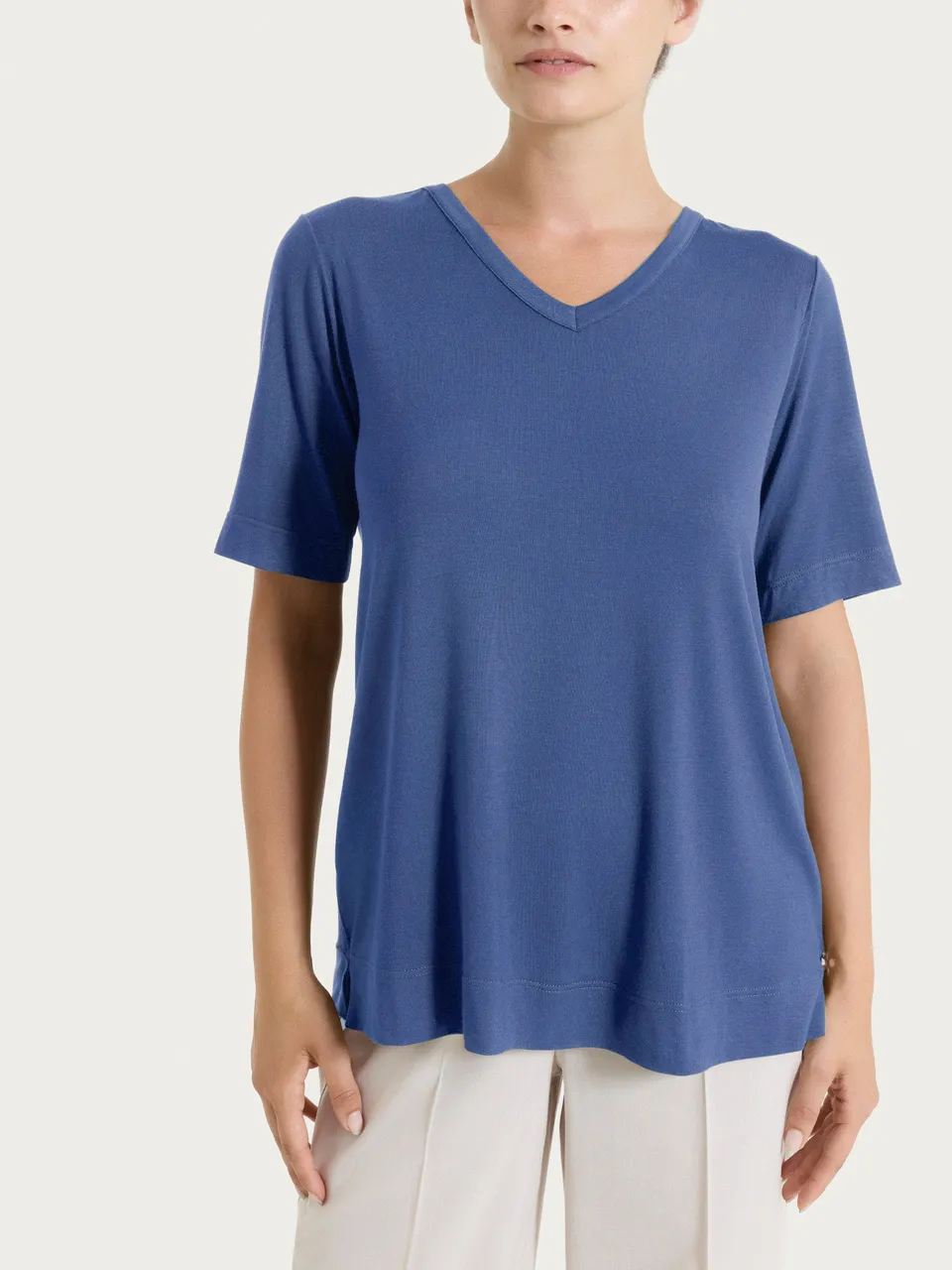 Ragno Viscosa Summer maglia scollo V donna blu viscosa