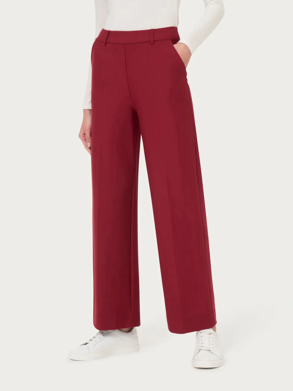 Ragno Compact pantaloni cropped larghi donna rosso tibetano
