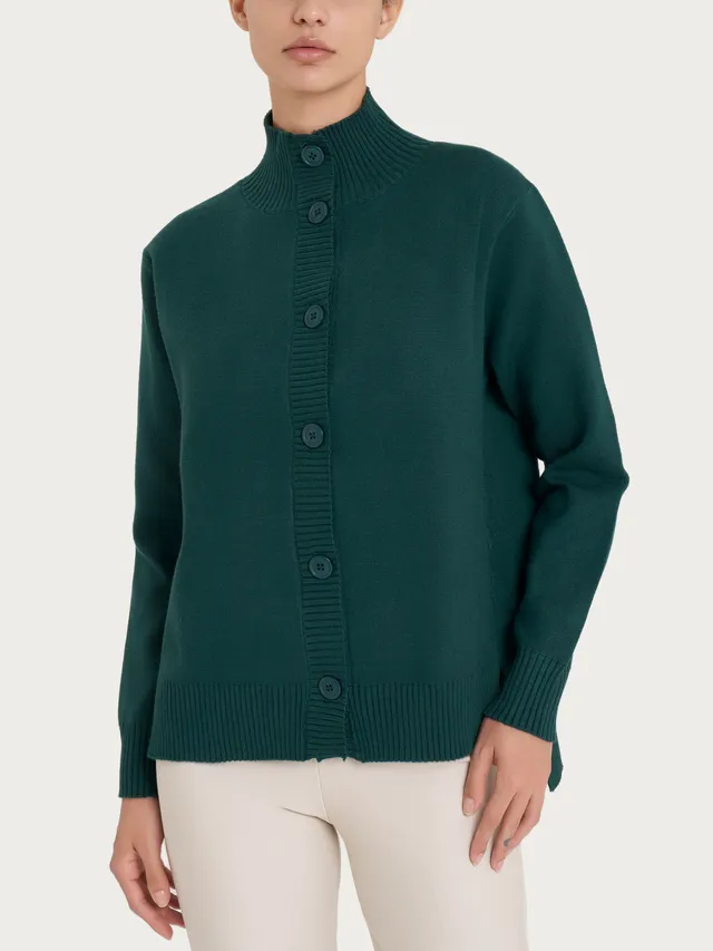 Ragno Super Soft cardigan bottoni Rain Forest caldo morbido