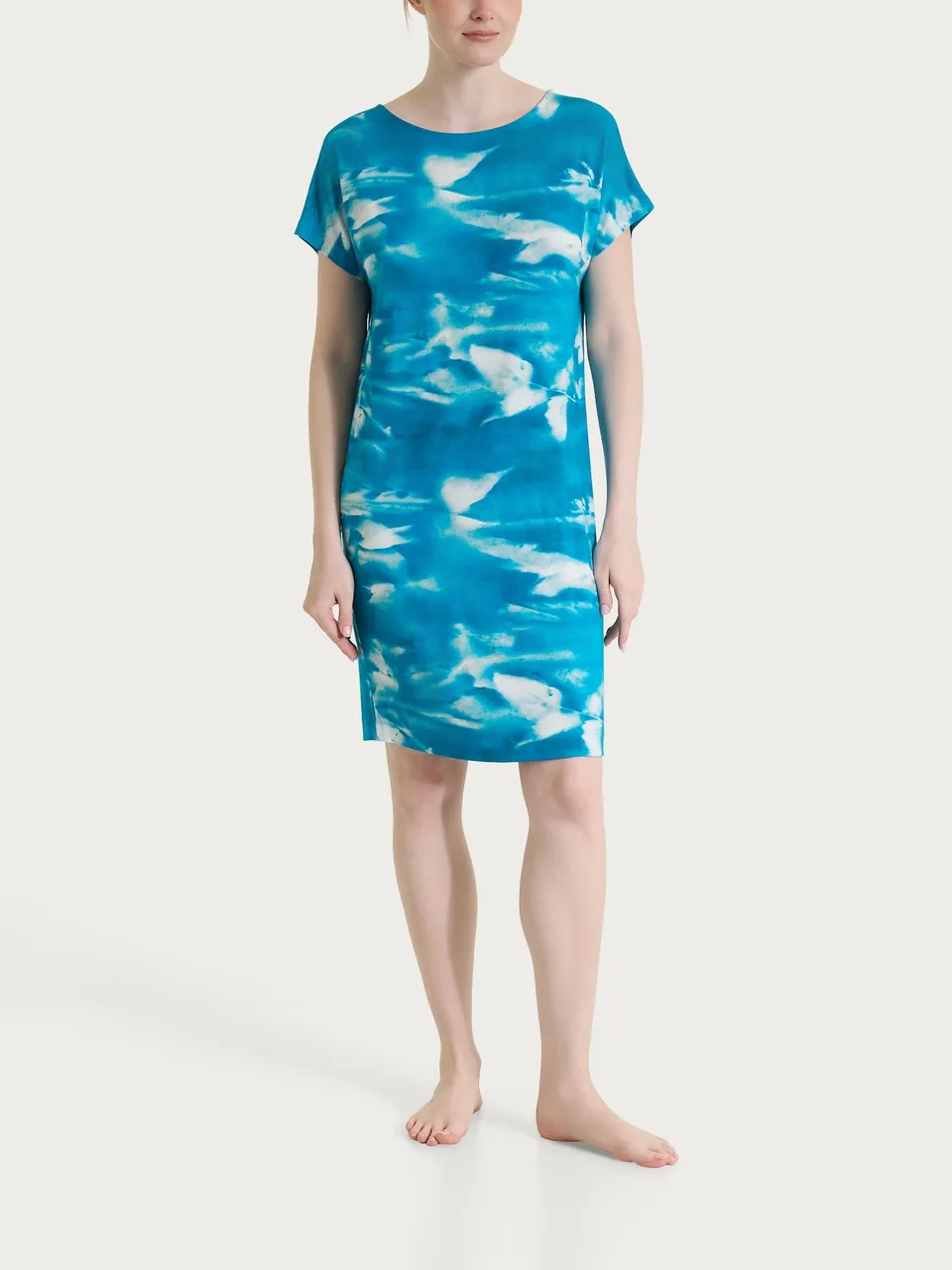 Ragno Viscosa Summer abito floreale Caribbean Sea manica corta