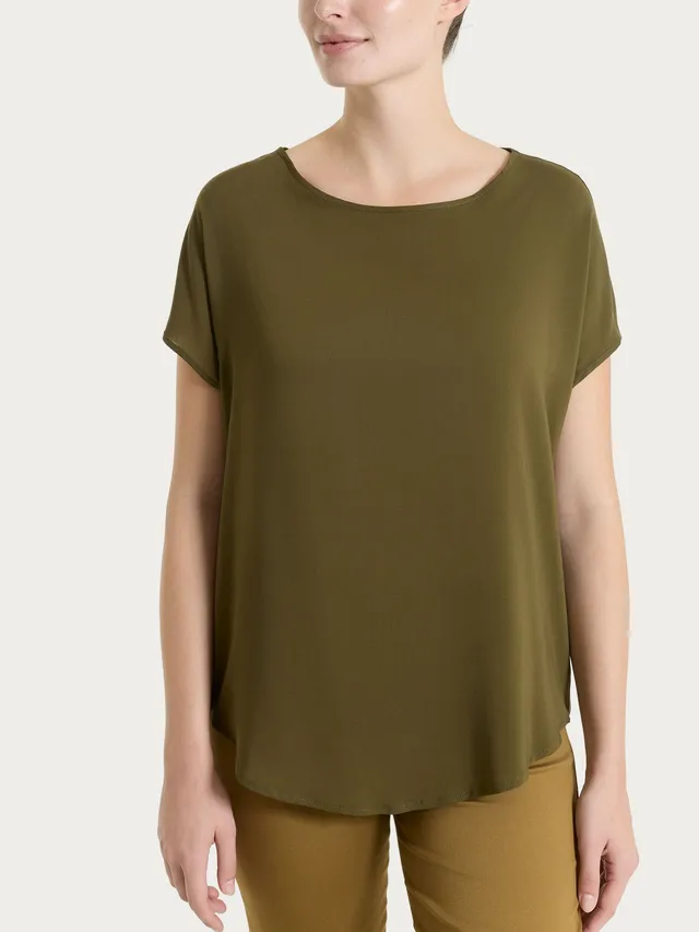 Ragno Voile Stretch Blusa manica kimono verde viscosa