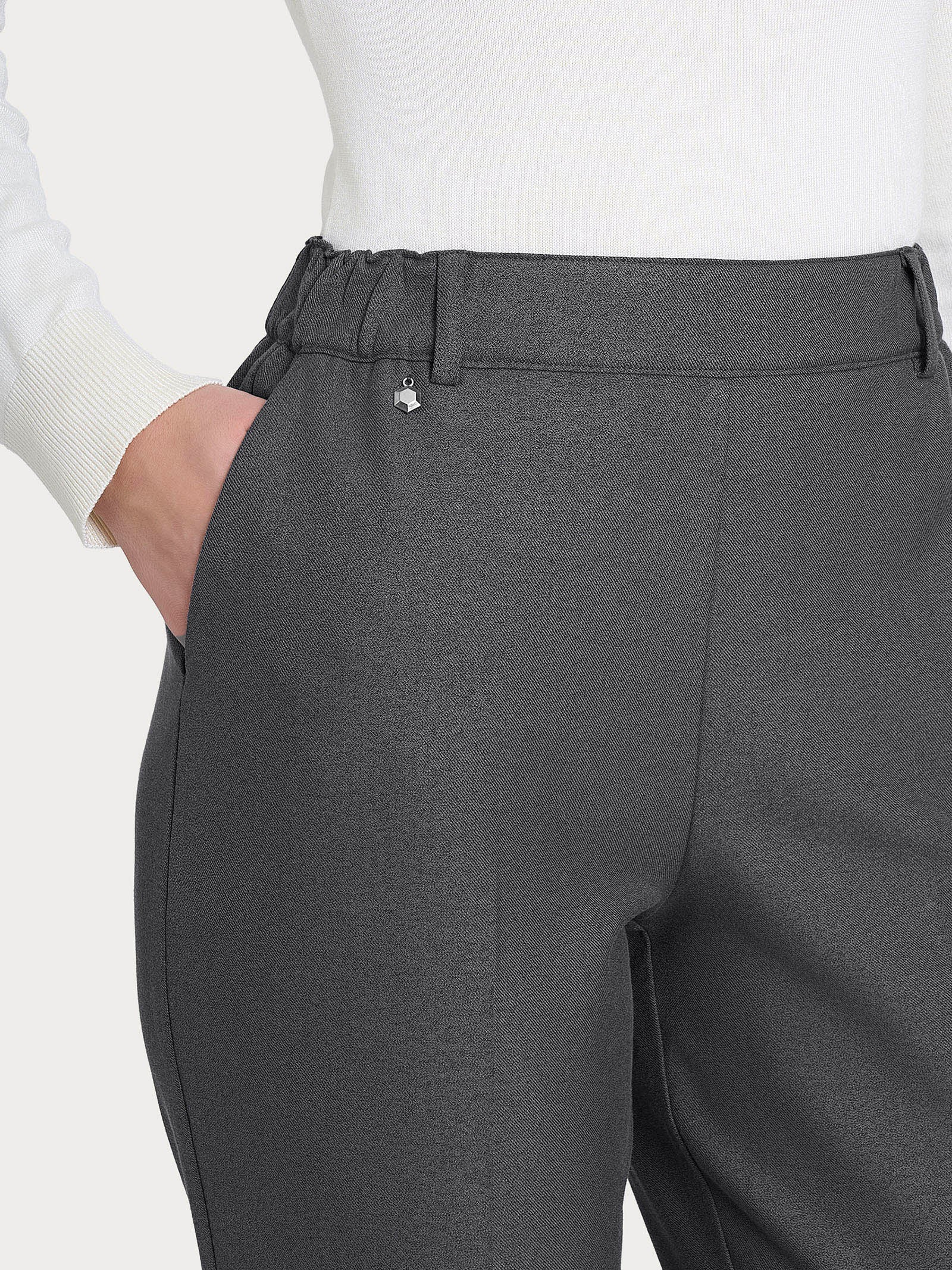 Ragno Compact chino slim pantalone grigio flanella con tasche
