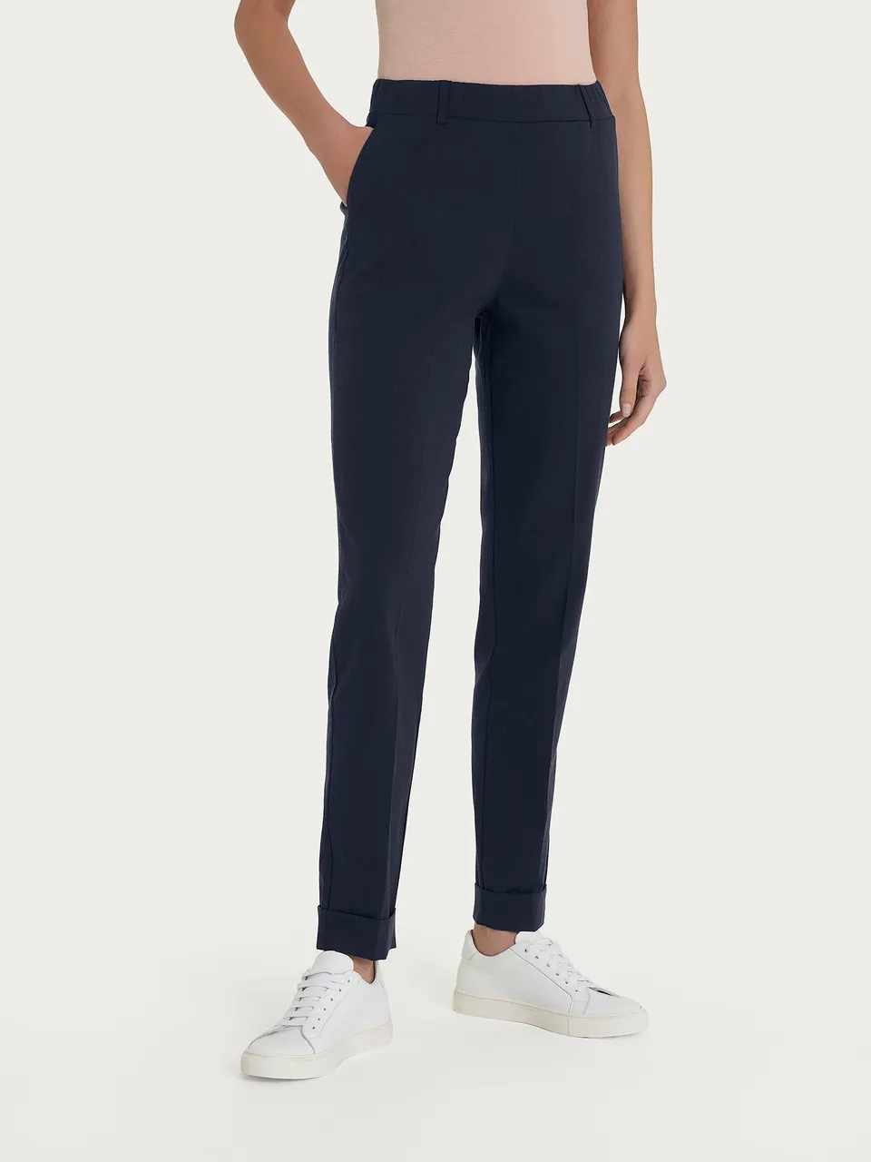 Ragno Super Natural pantalone chino slim Bleu tasche tencel
