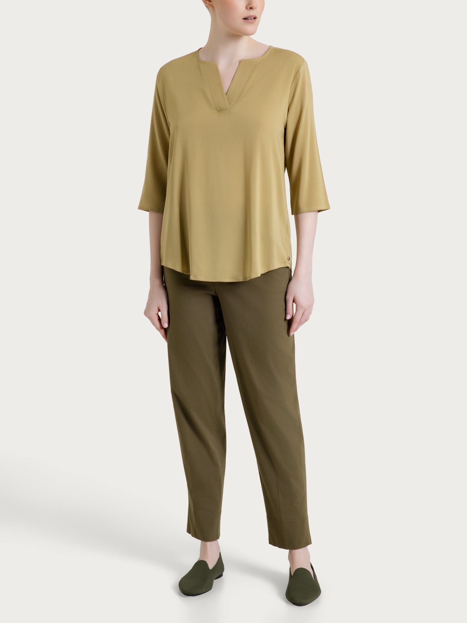 Ragno Viscosa Summer Blusa donna Khaki scollo a V
