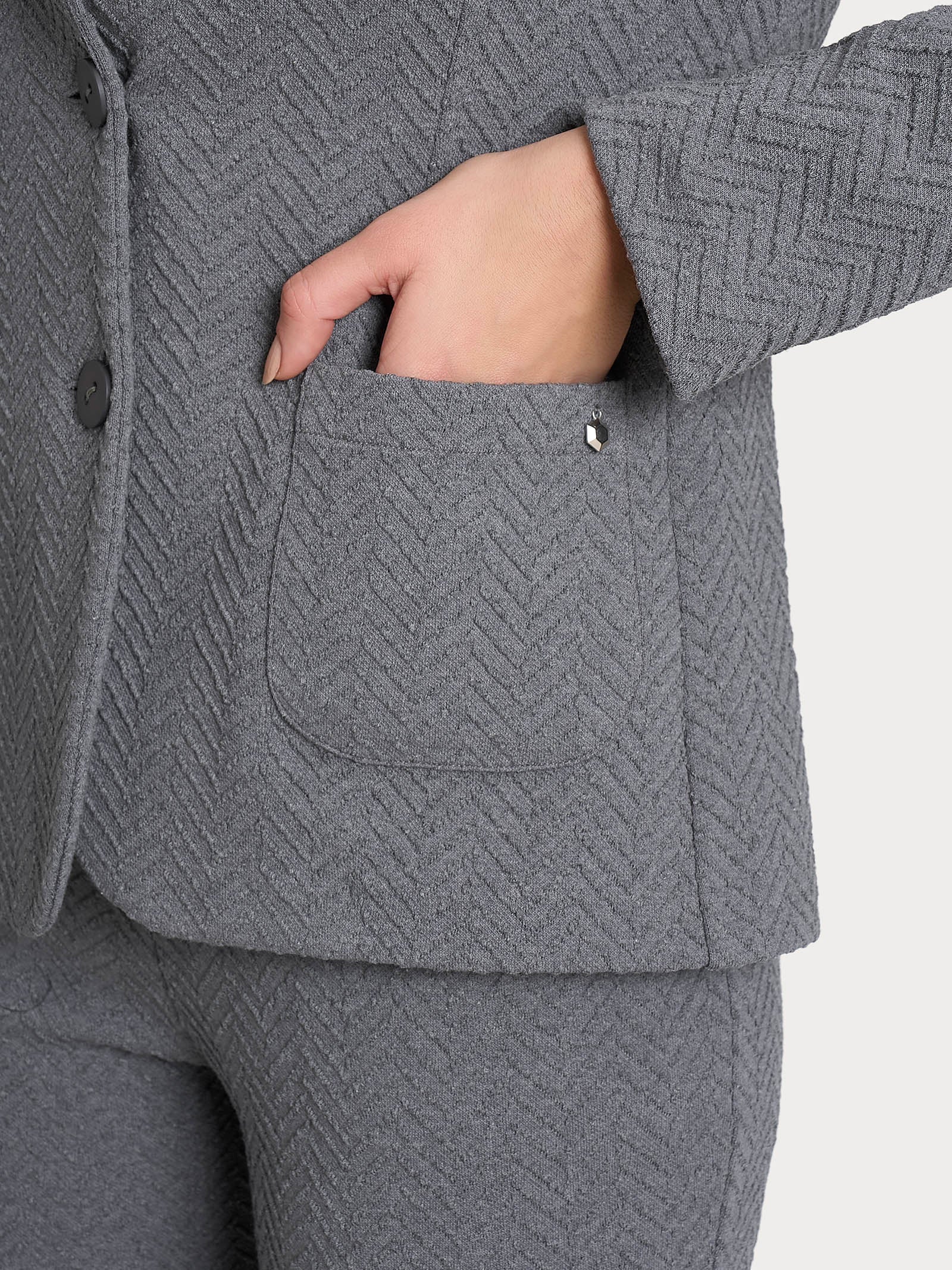 Ragno Compact Blazer Due Bottoni Donna Grigio Jacquard