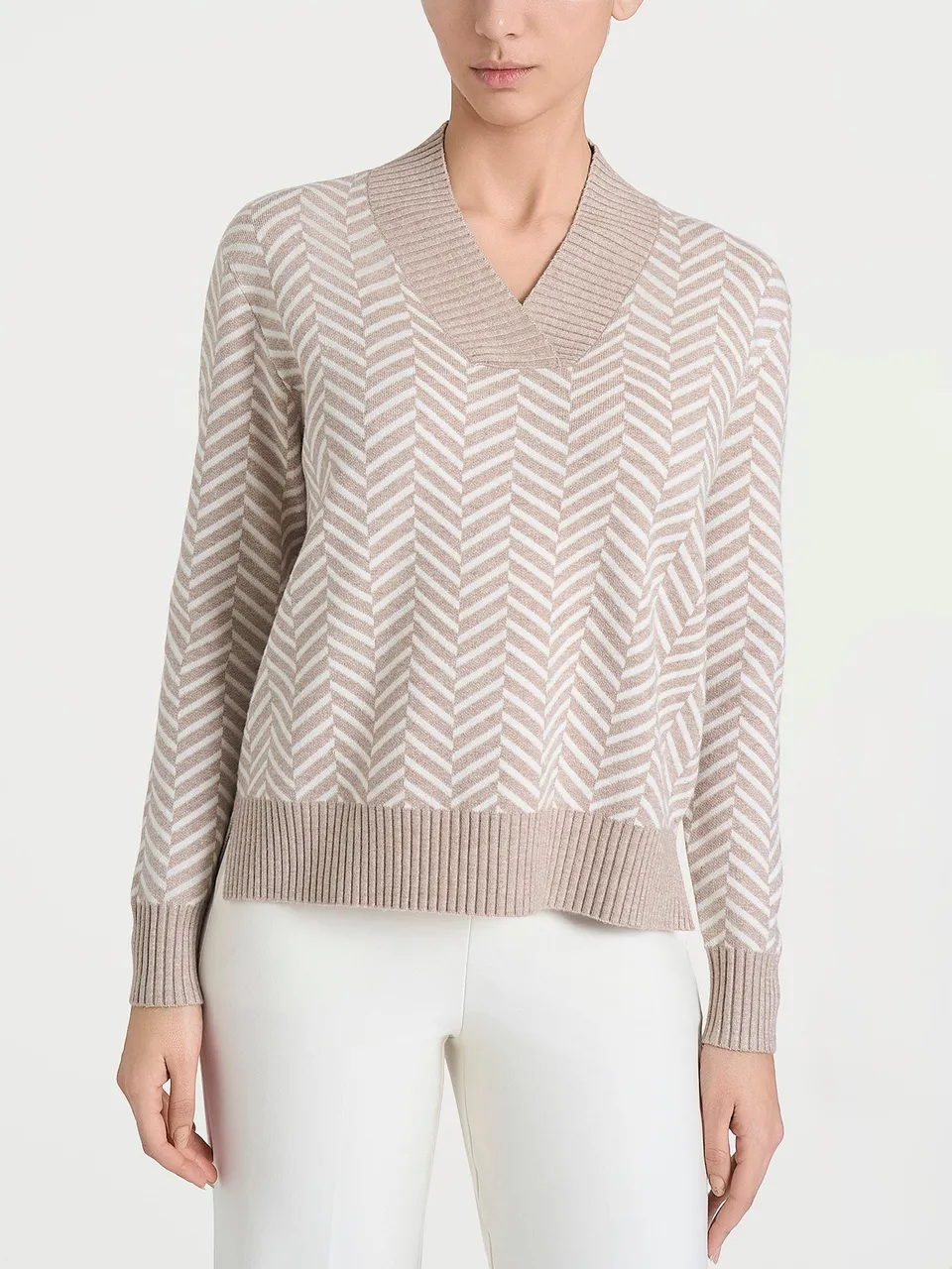Ragno Four Seasons maglia donna scollo V cammello viscosa