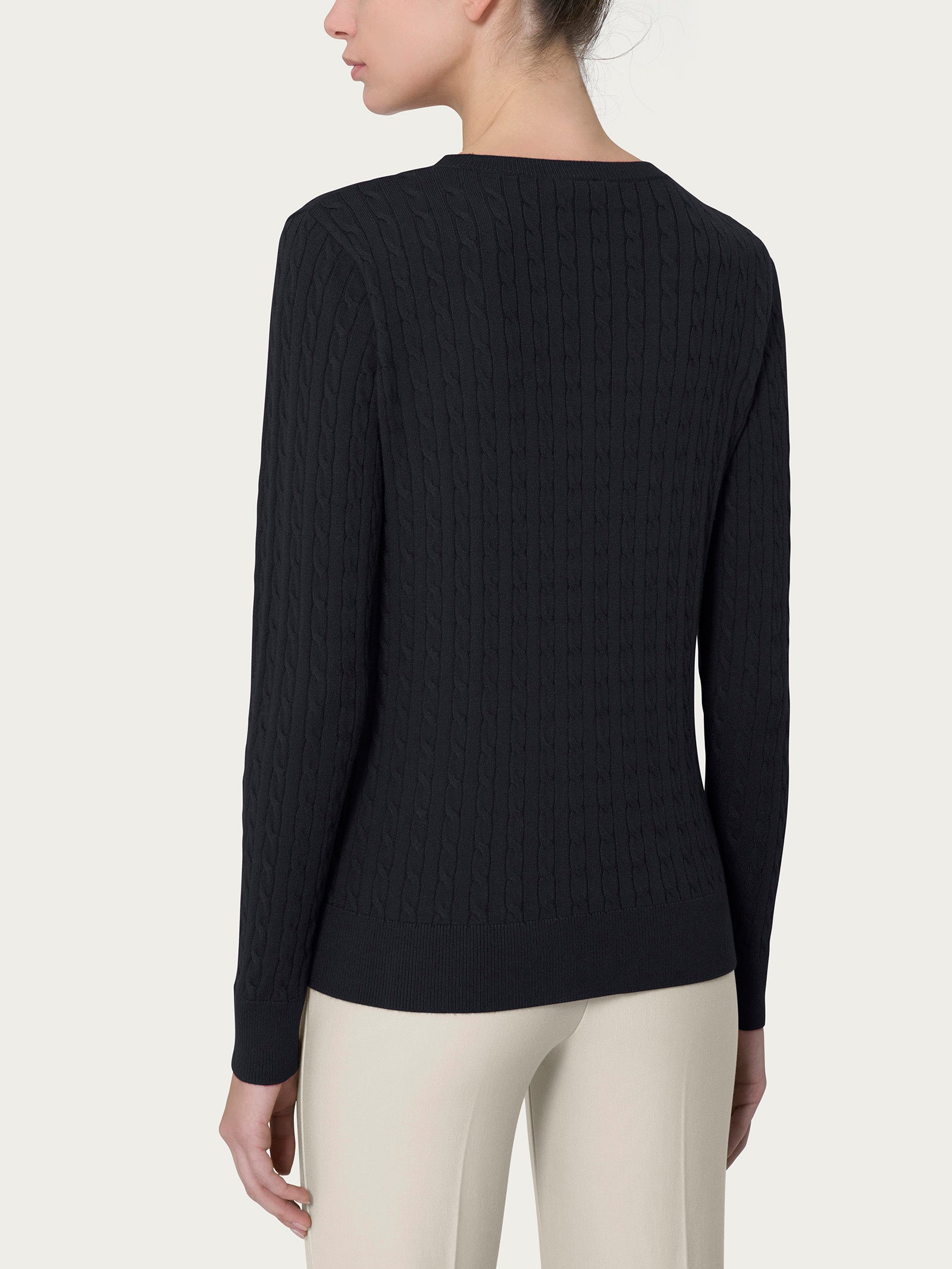 Ragno Super Soft maglia girocollo Nero viscosa calda