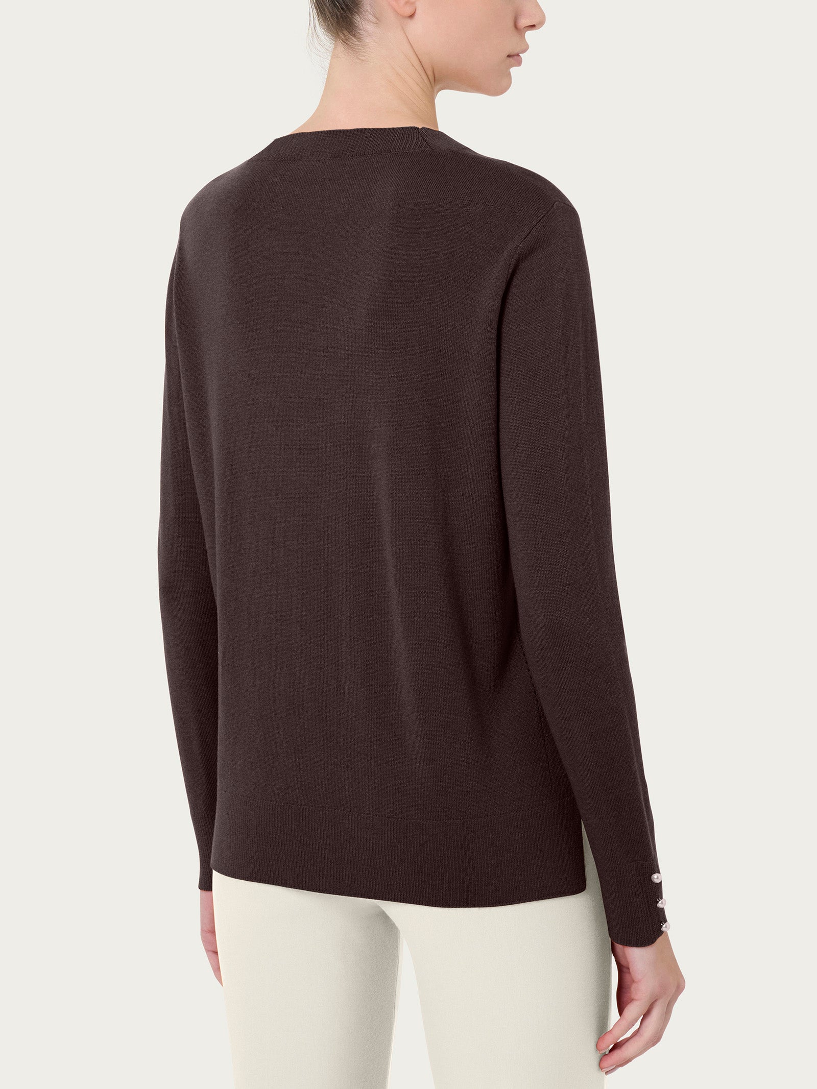 Ragno Maglia Girocollo Perline Merino Soft Chocolate Torte