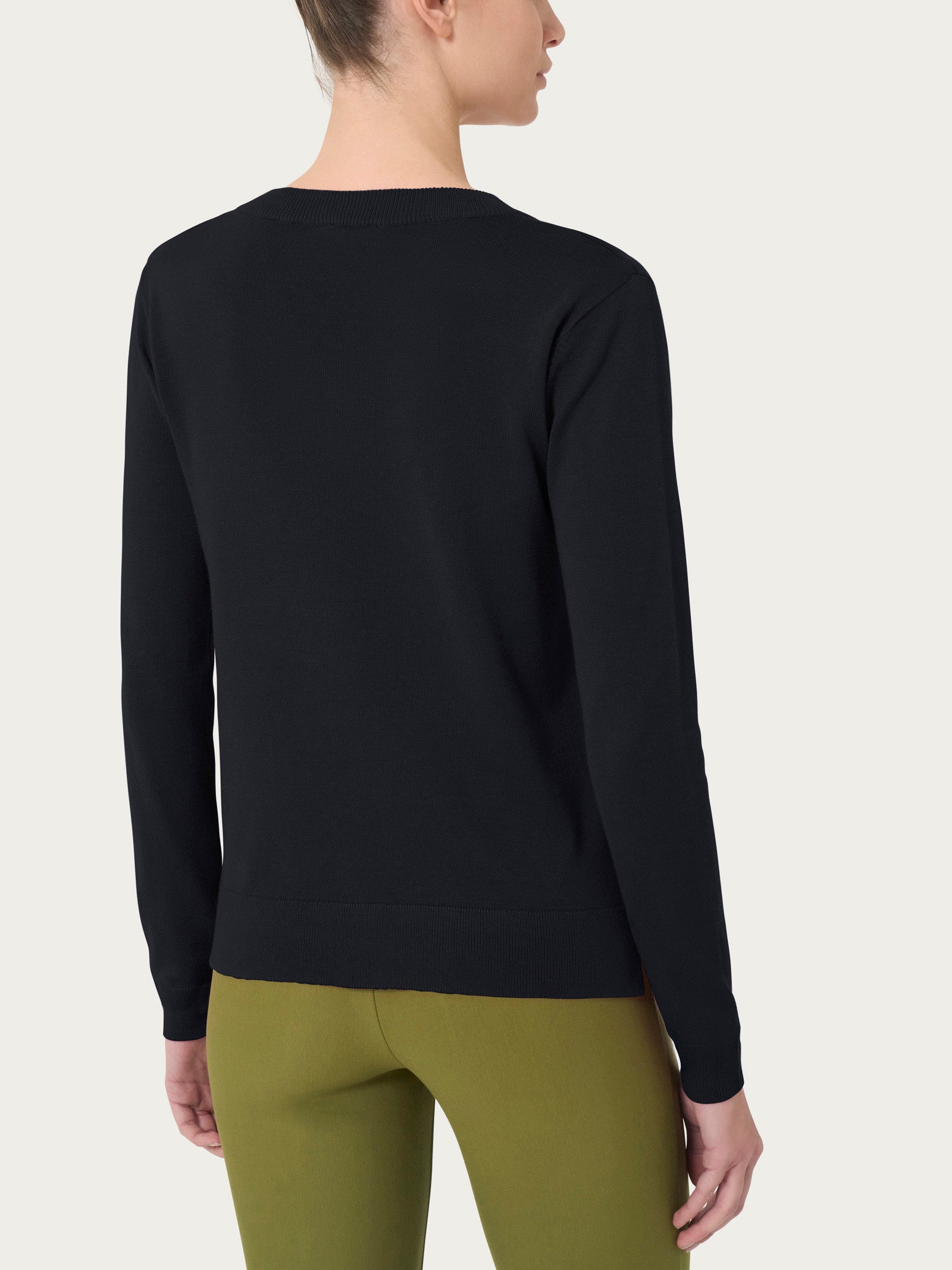 Ragno Four Seasons maglia scollo V nero viscosa manica lunga