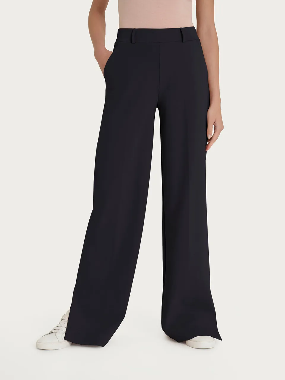 Ragno Compact Light pantalone palazzo nero con tasche