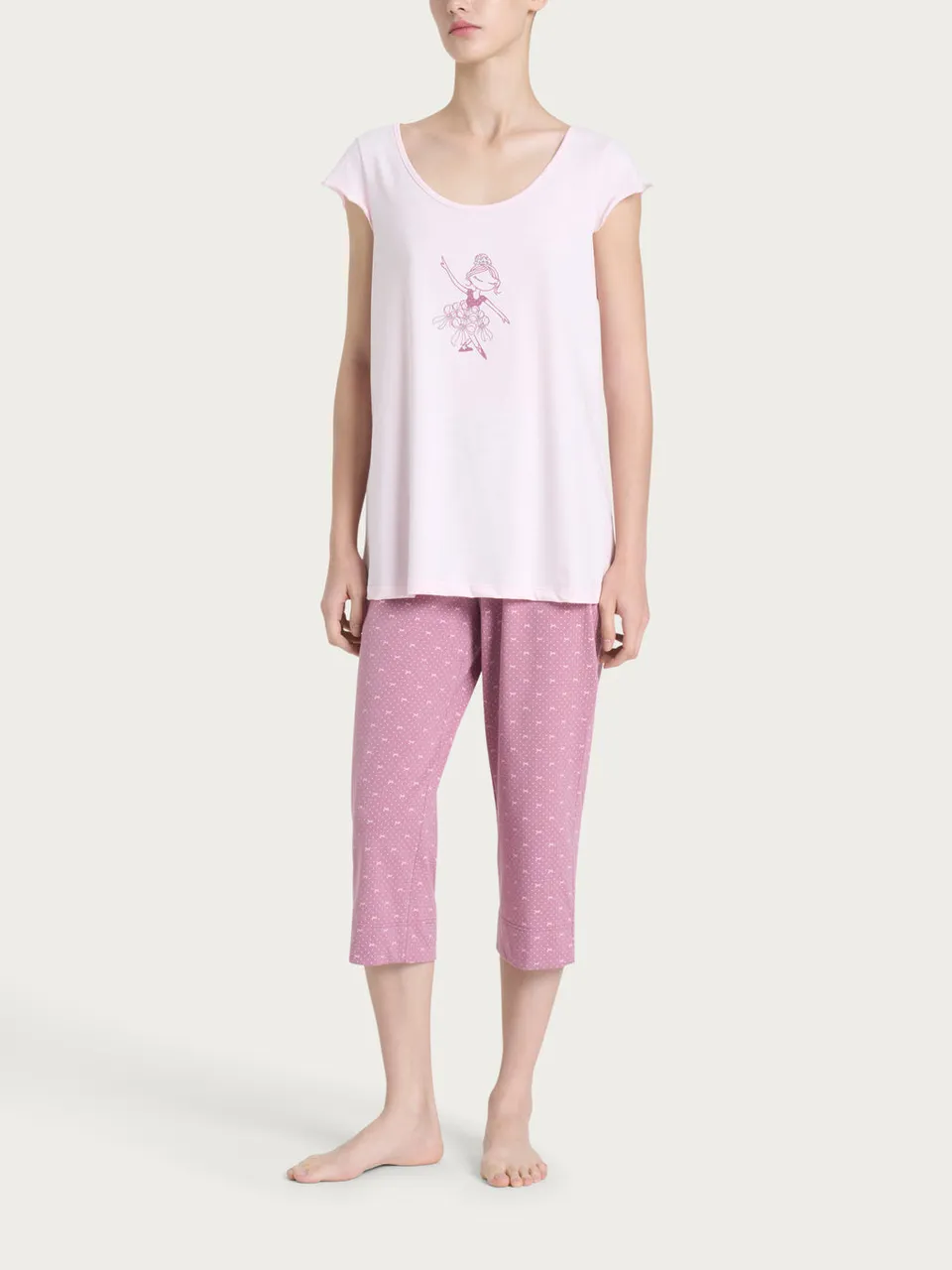 Ragno Pigiama corto donna Fant.Pink cotone manica corta