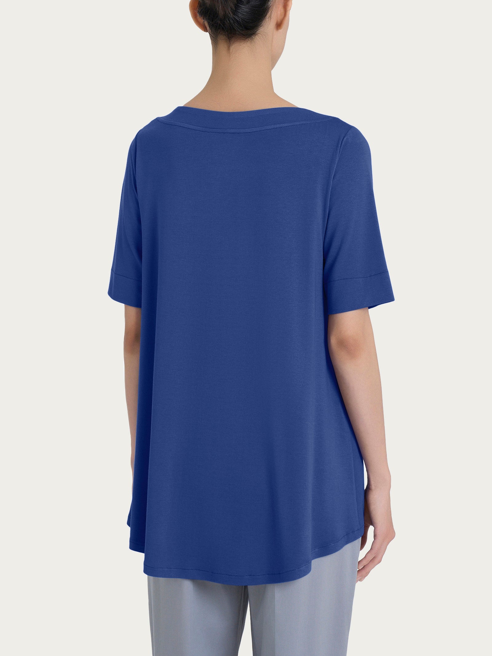 Ragno Manica 3/4 maglietta blueberry viscosa crepe