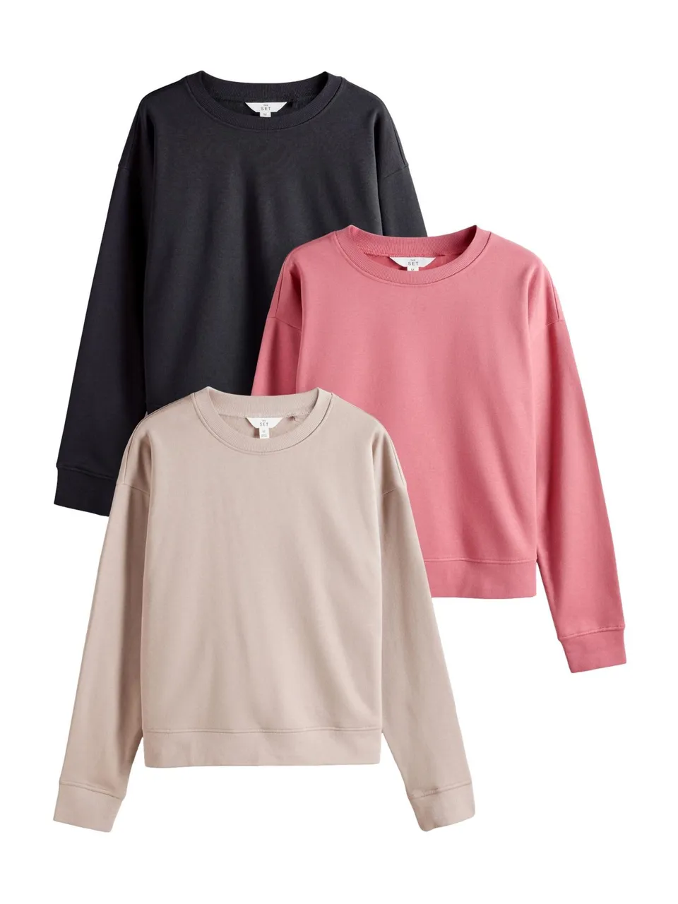Geo Next The Set 3 felpe girocollo comode blu tortora rosa cotone