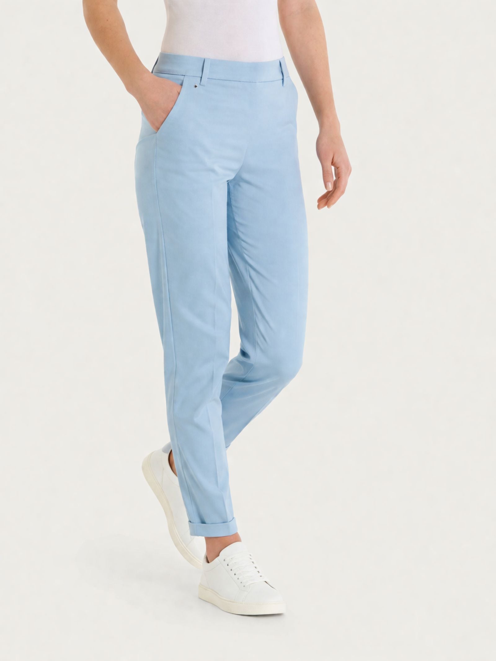 Ragno Satin Power chino slim pantalone dusty blue cotone