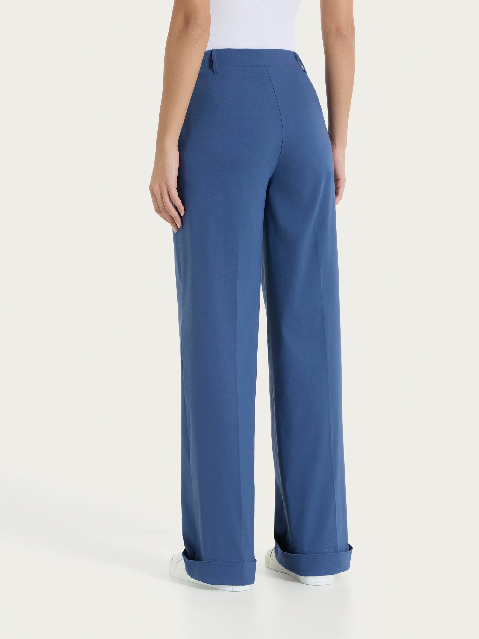 Ragno Super Fresh Pantalone Ampio con tasche e risvolto blu Oceana fresco