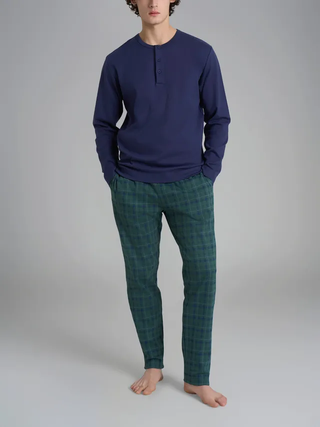 Ragno Pigiama Lungo Serafino pigiama interlock tartan green