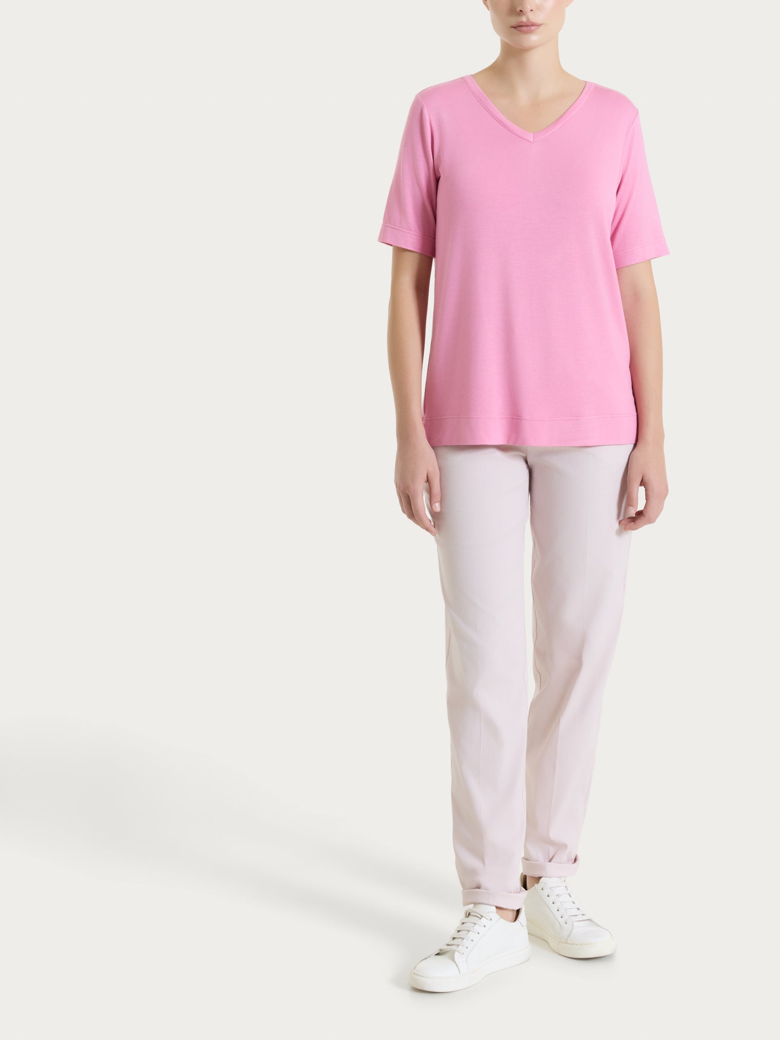 Ragno Viscosa Summer maglietta scollo a V Cashmere Rose jersey