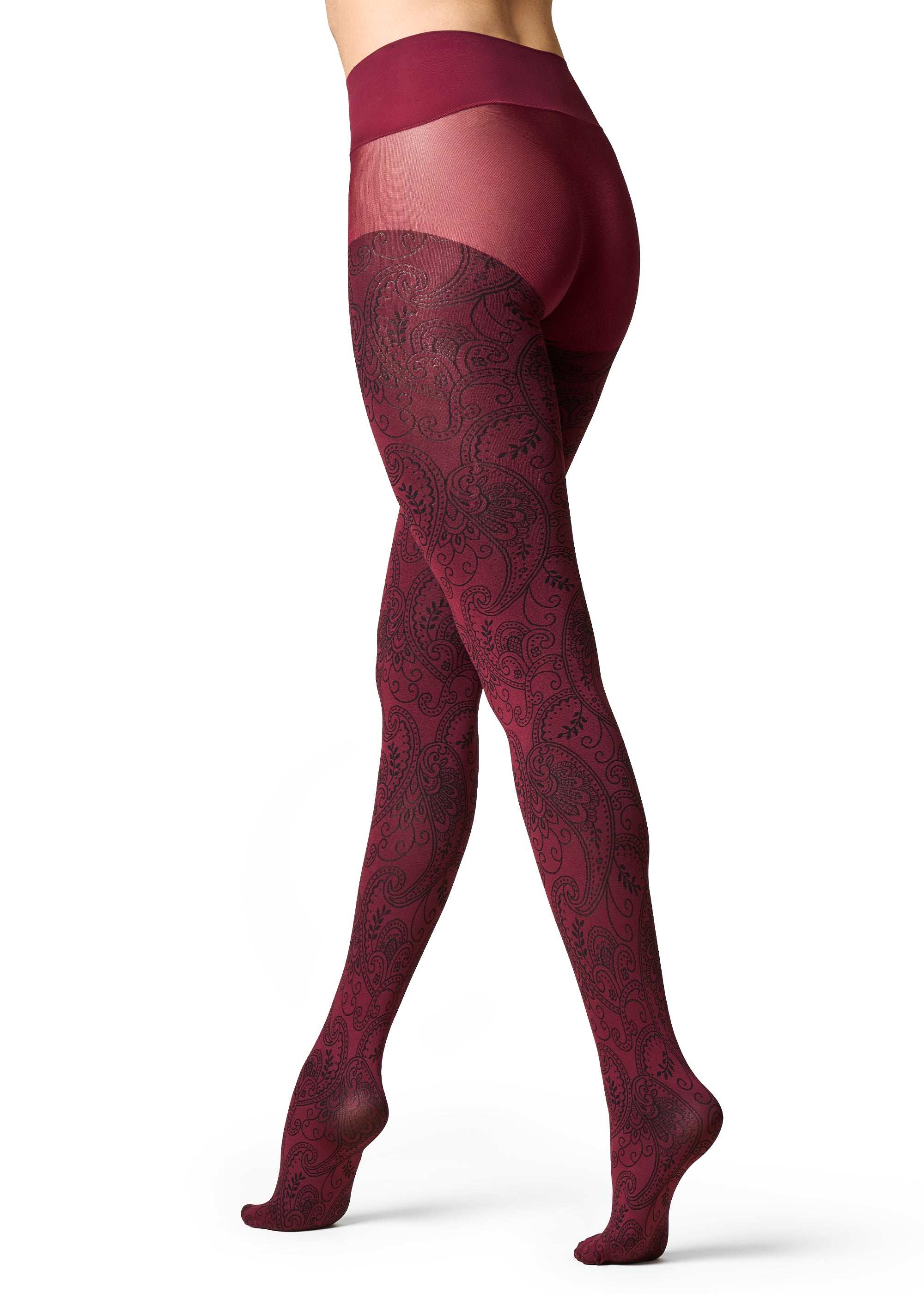 Philippe Matignon Pasley collant moda motivo cachemire nero