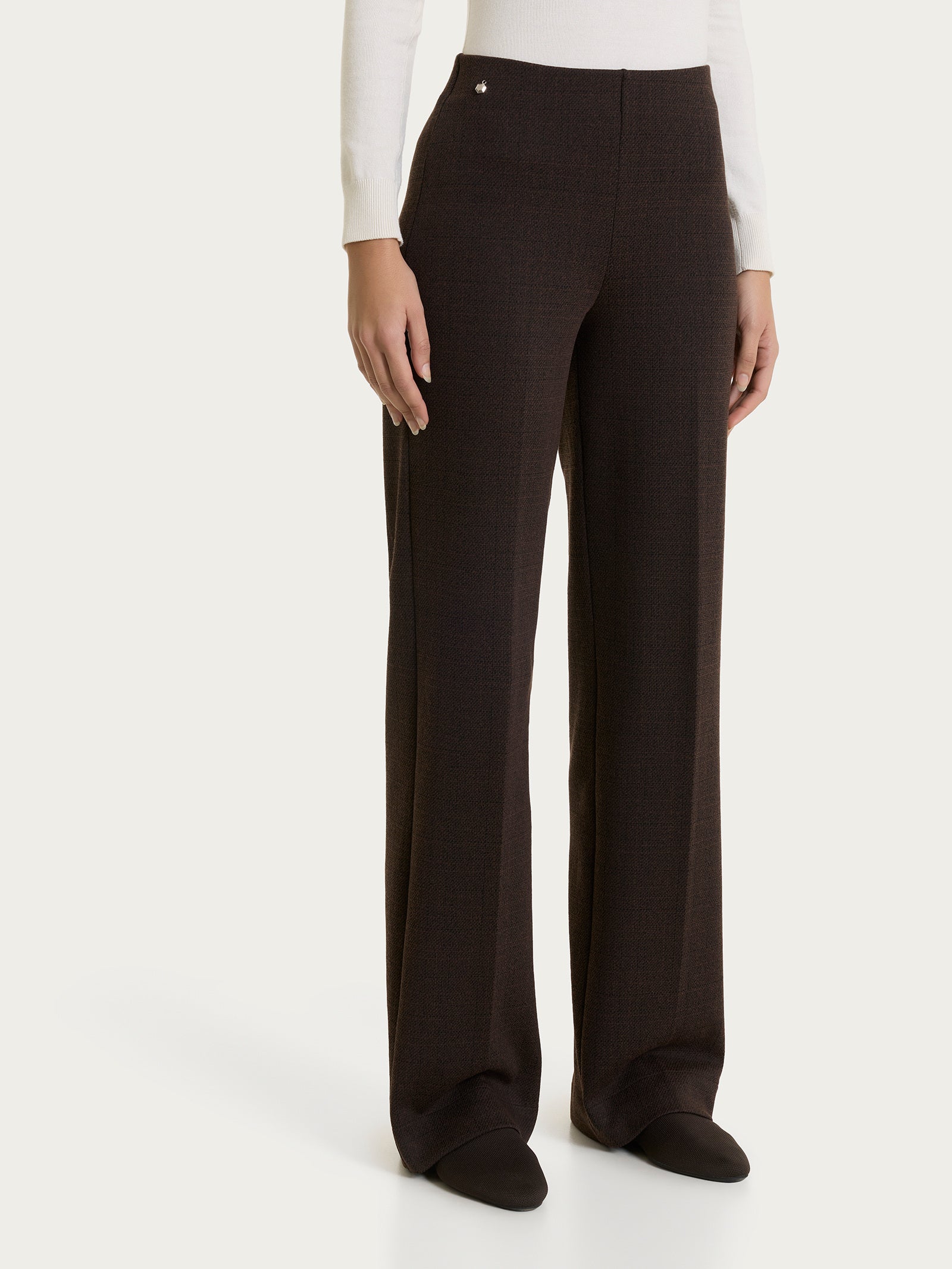 Ragno Jacquard ampio tweed pantalone Fant. Chocolate Torte elegante