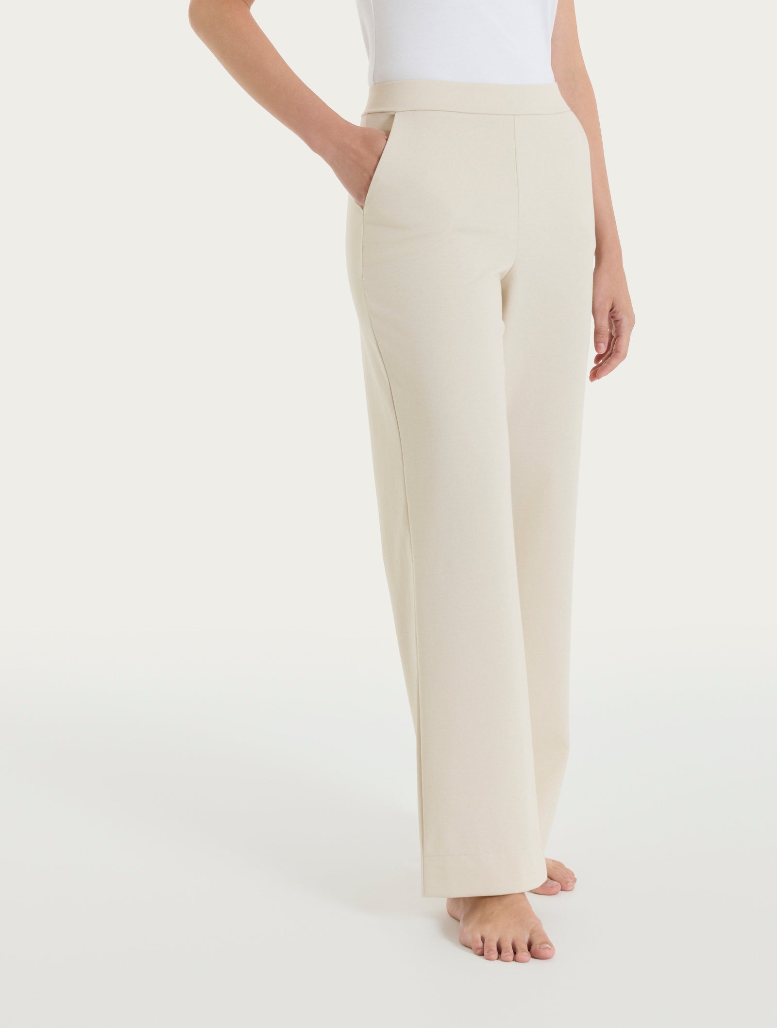 Ragno Jersey di Cotone pantalone ampio Champignon wide leg