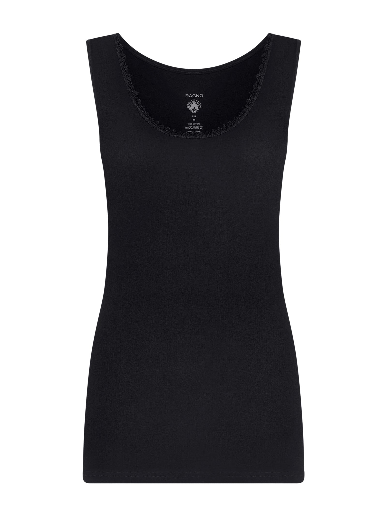 Ragno 100% Cotone Canottiera donna nero puro cotone