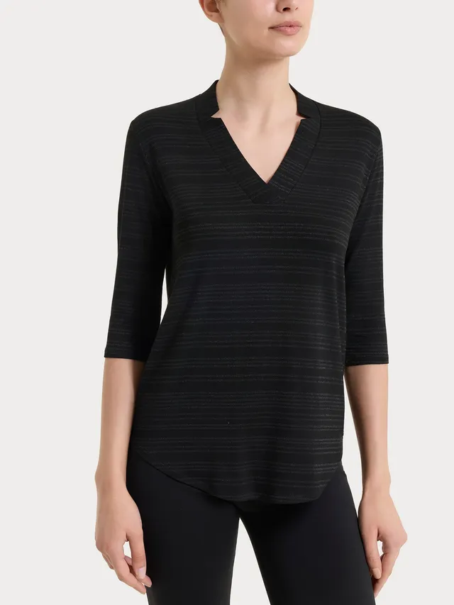 Ragno Viscosa Summer maglietta scollo V nera lurex