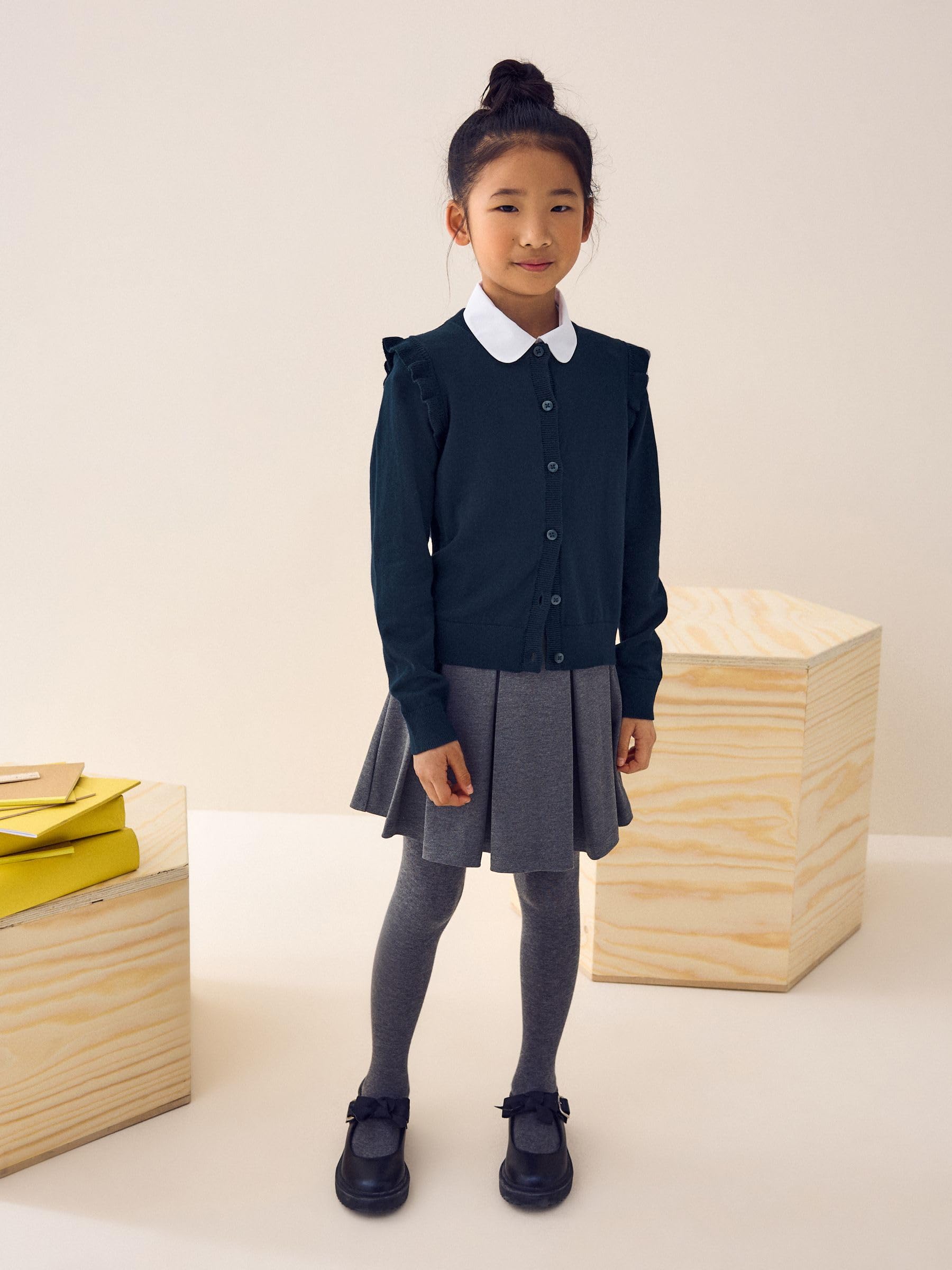 Geo Next cardigan bambina scuola cotone taglia 110 volant