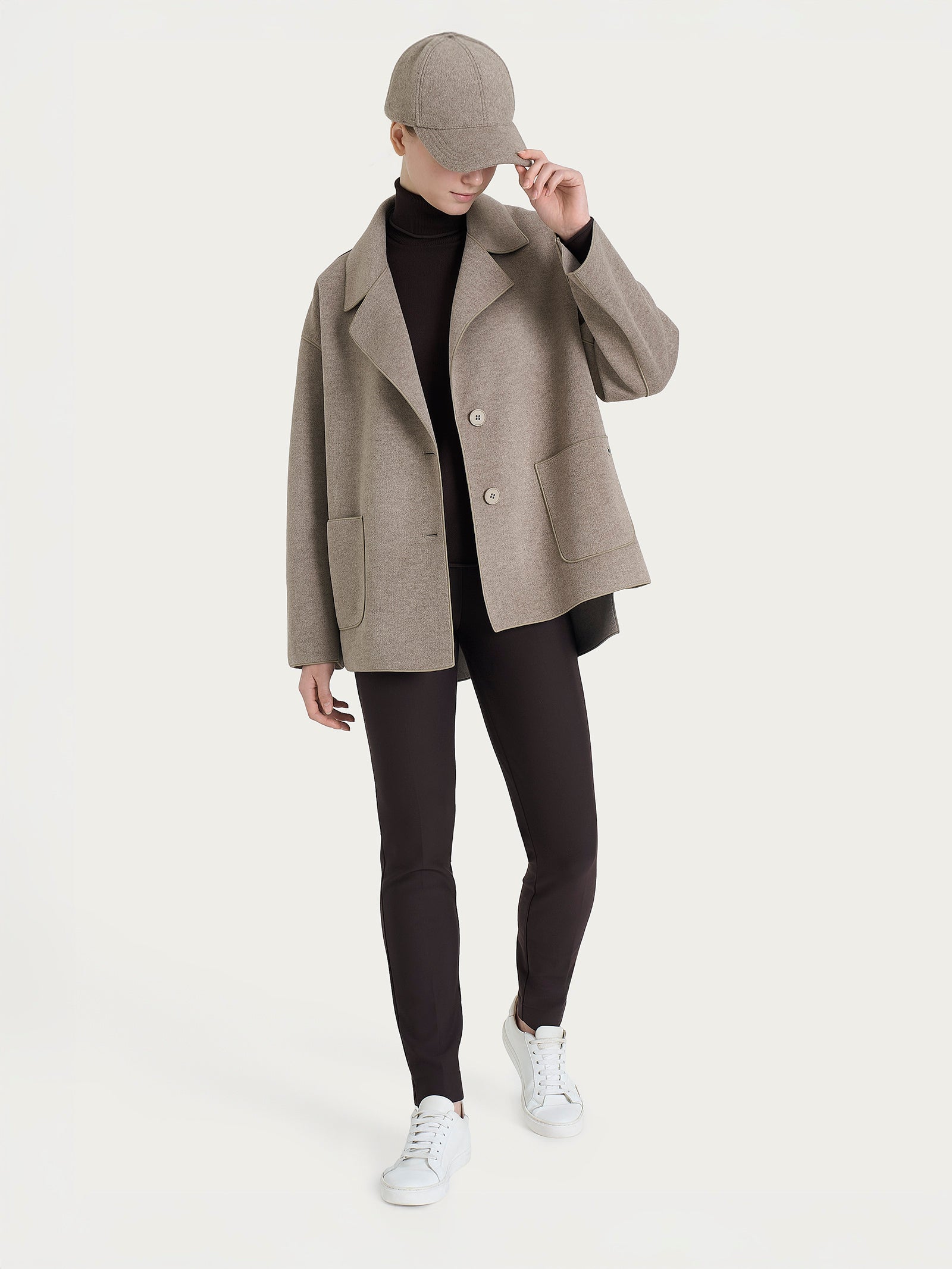 Ragno Vegan Wool Cappotto Caban Glacé Grigio corto