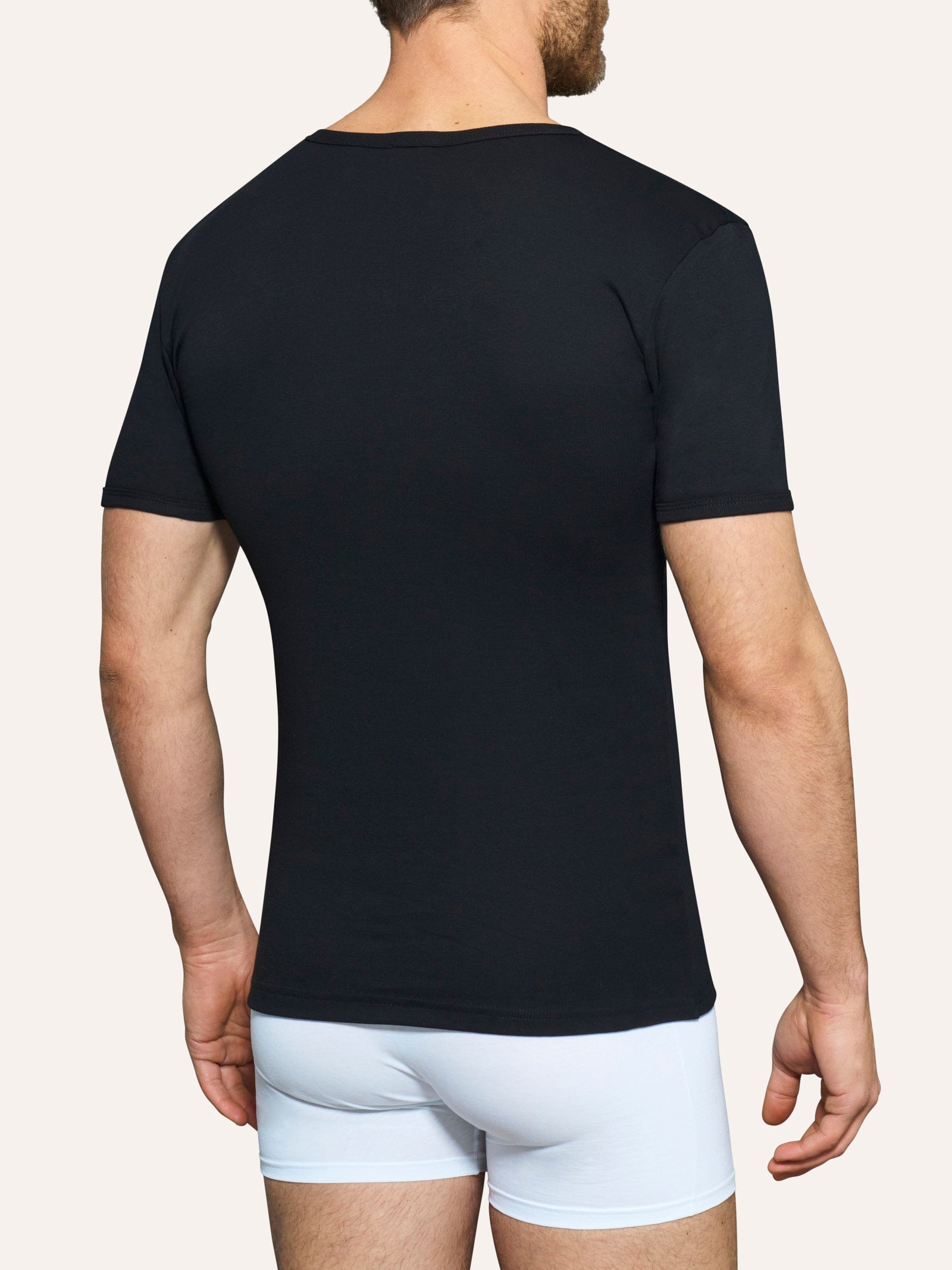 Ragno Thermo Cotton Scollo a V Maglietta Nero caldo cotone